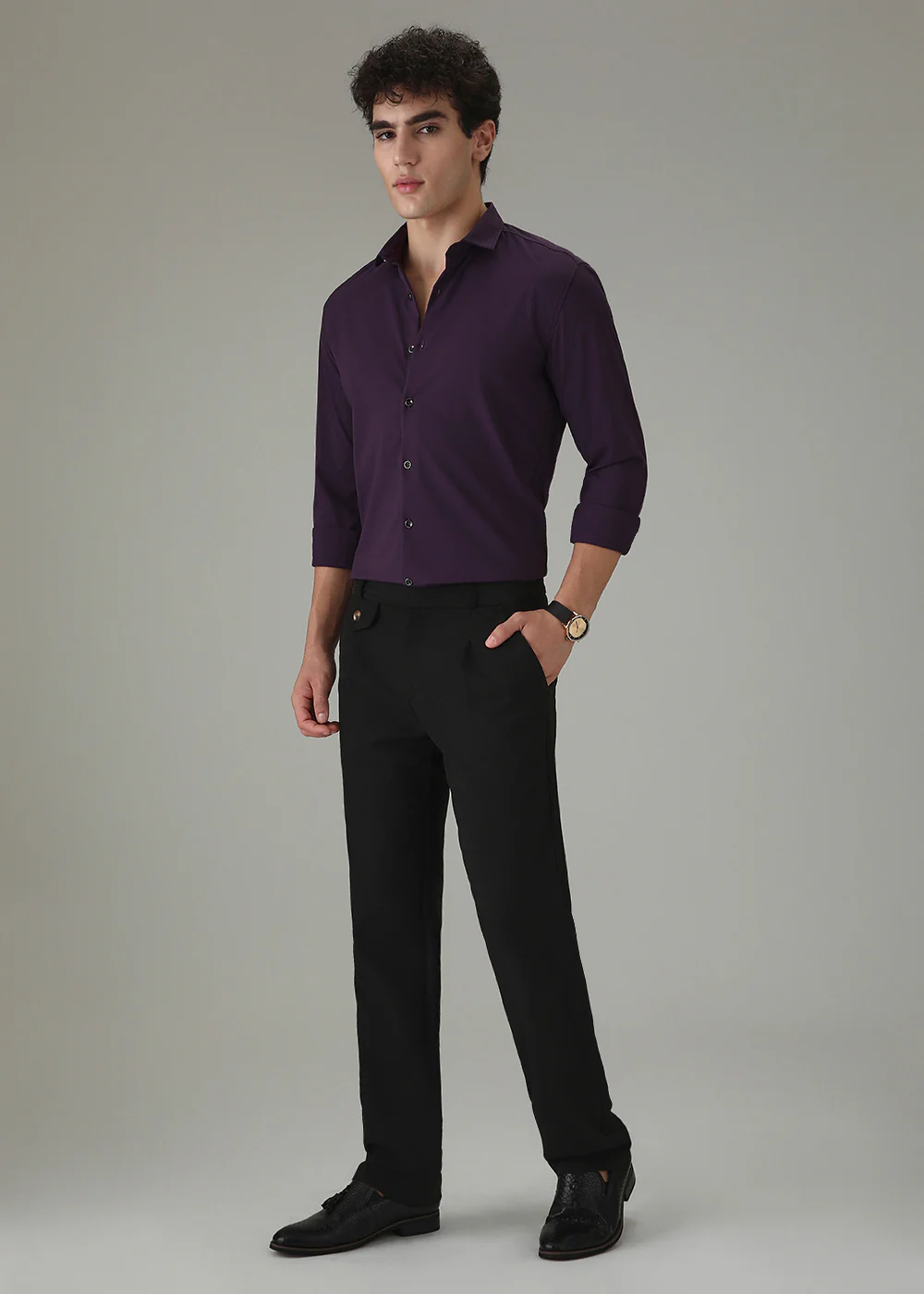 Violet Plain Wrinkle Free Shirt - Image 6