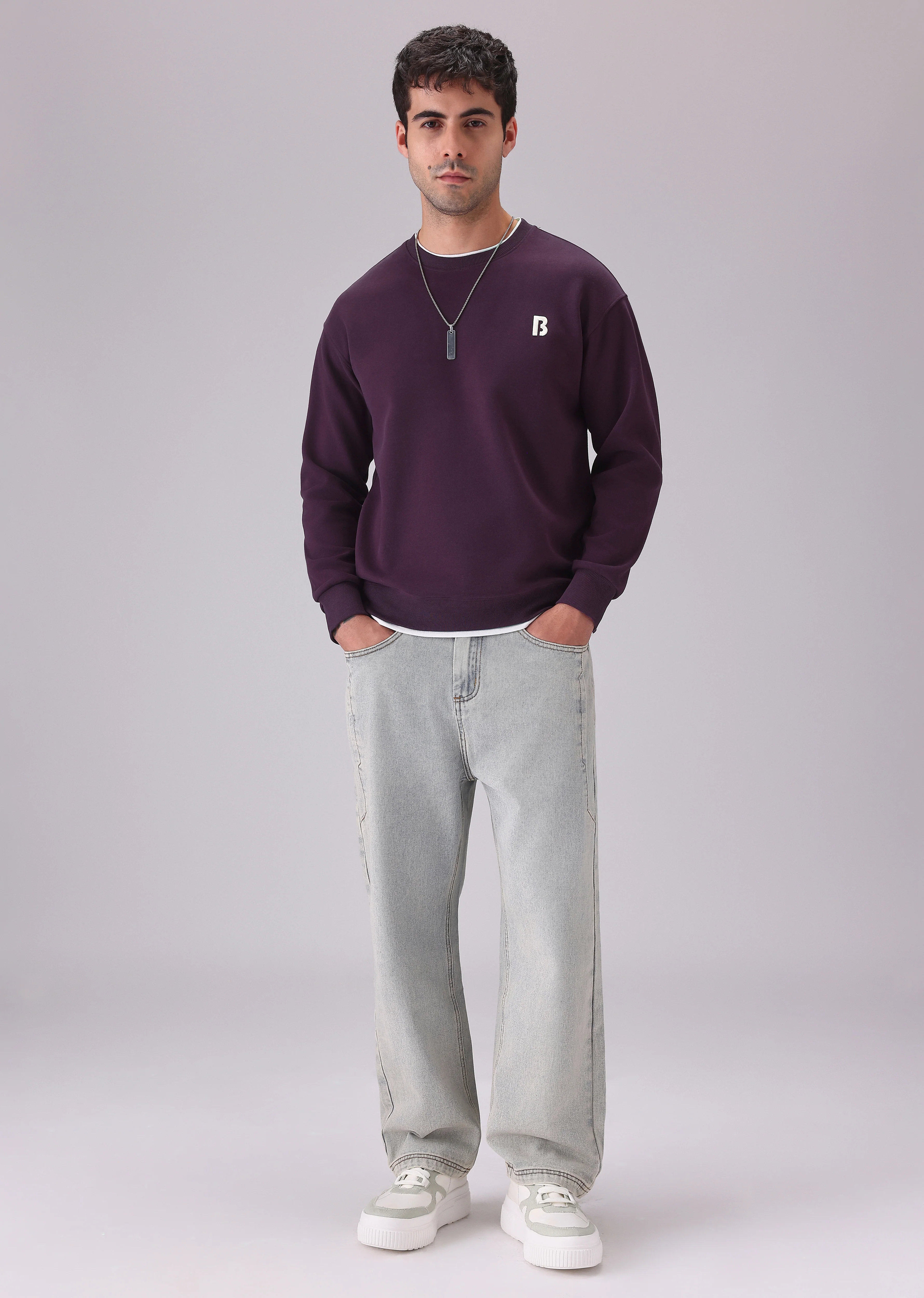 Violet White Contrast Sweatshirt - Image 7