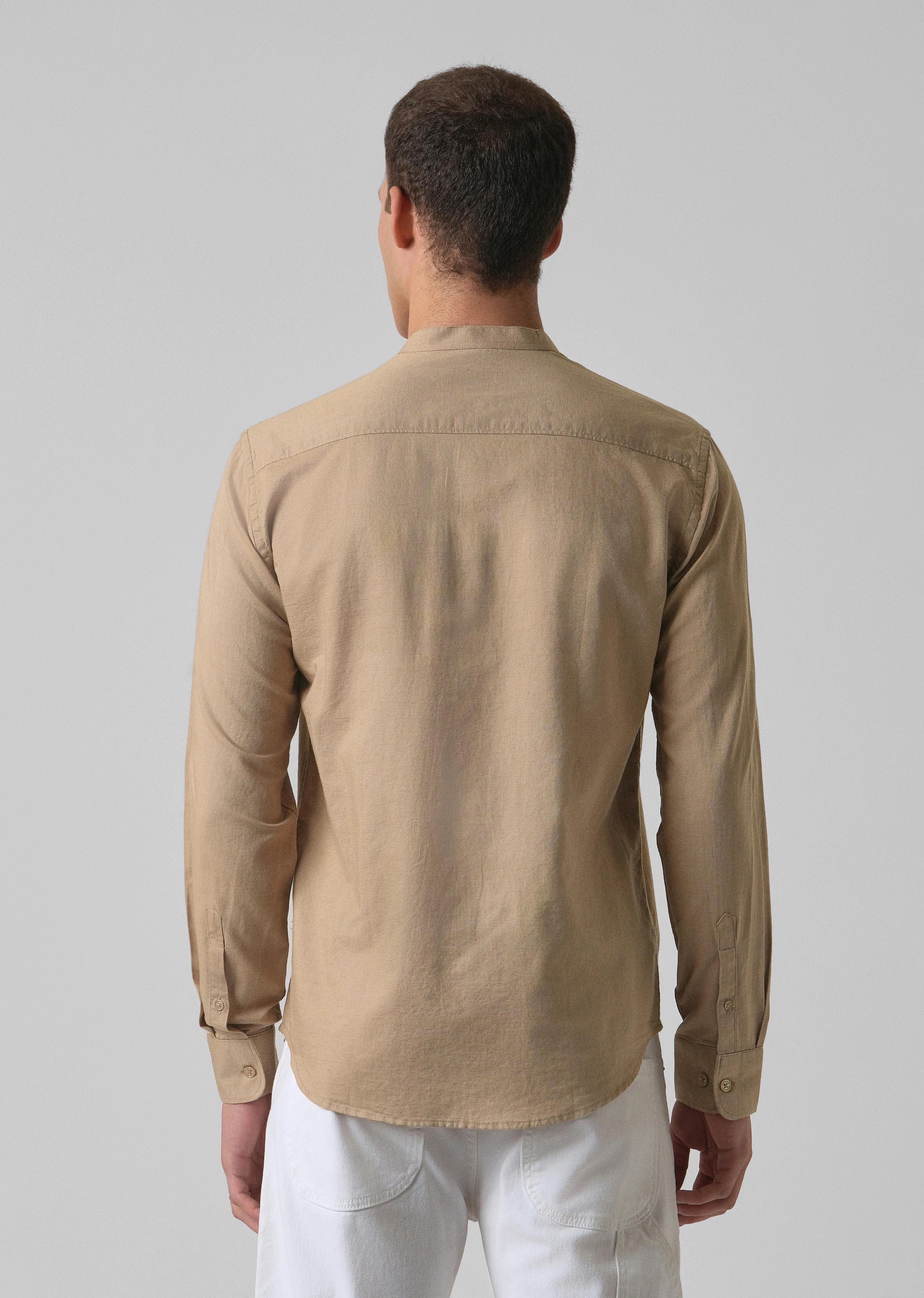 Warm Beige Cotton Linen Shirt - Image 2