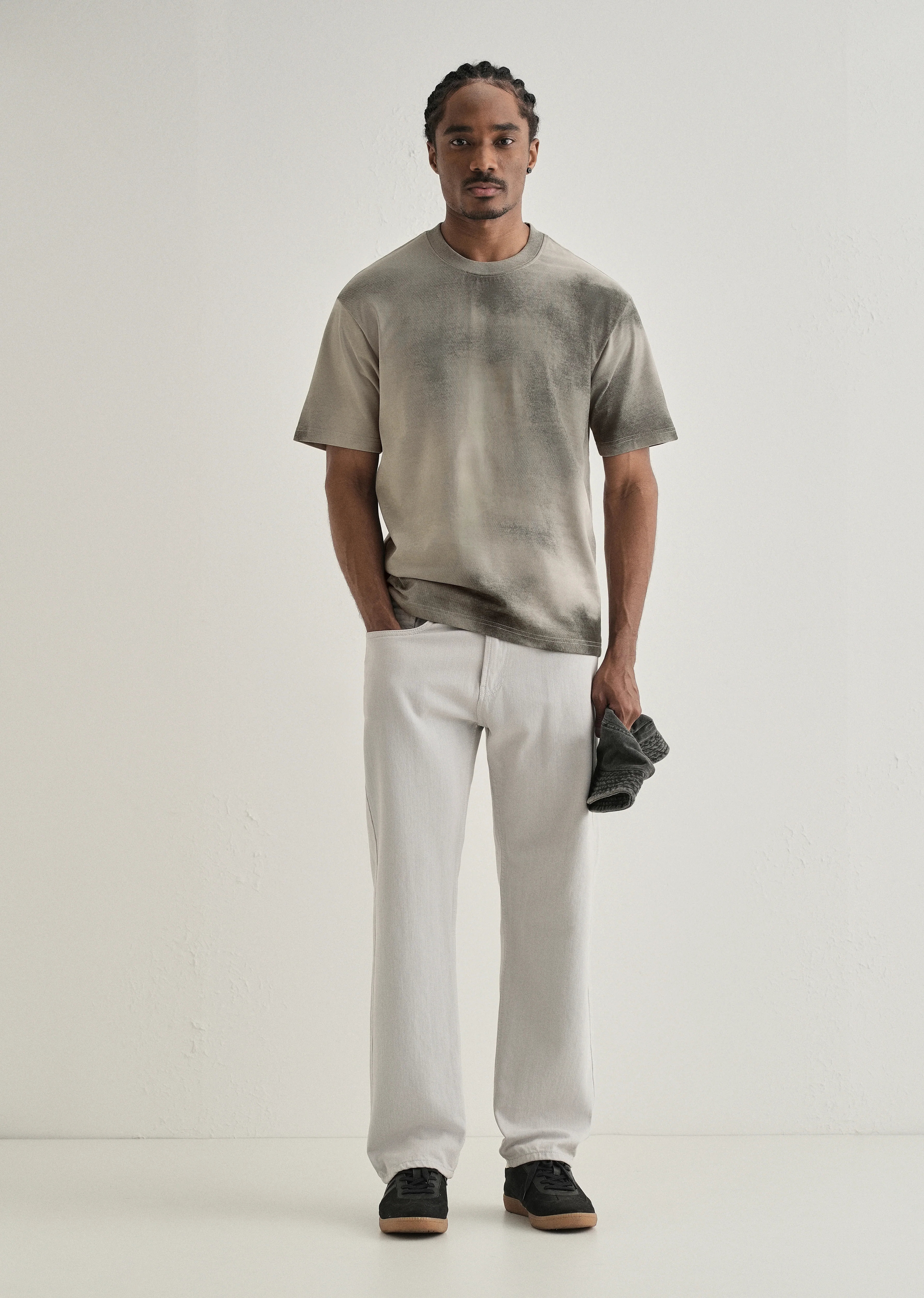 Warm Grey Smudge Wash Oversized T-shirt - Image 6