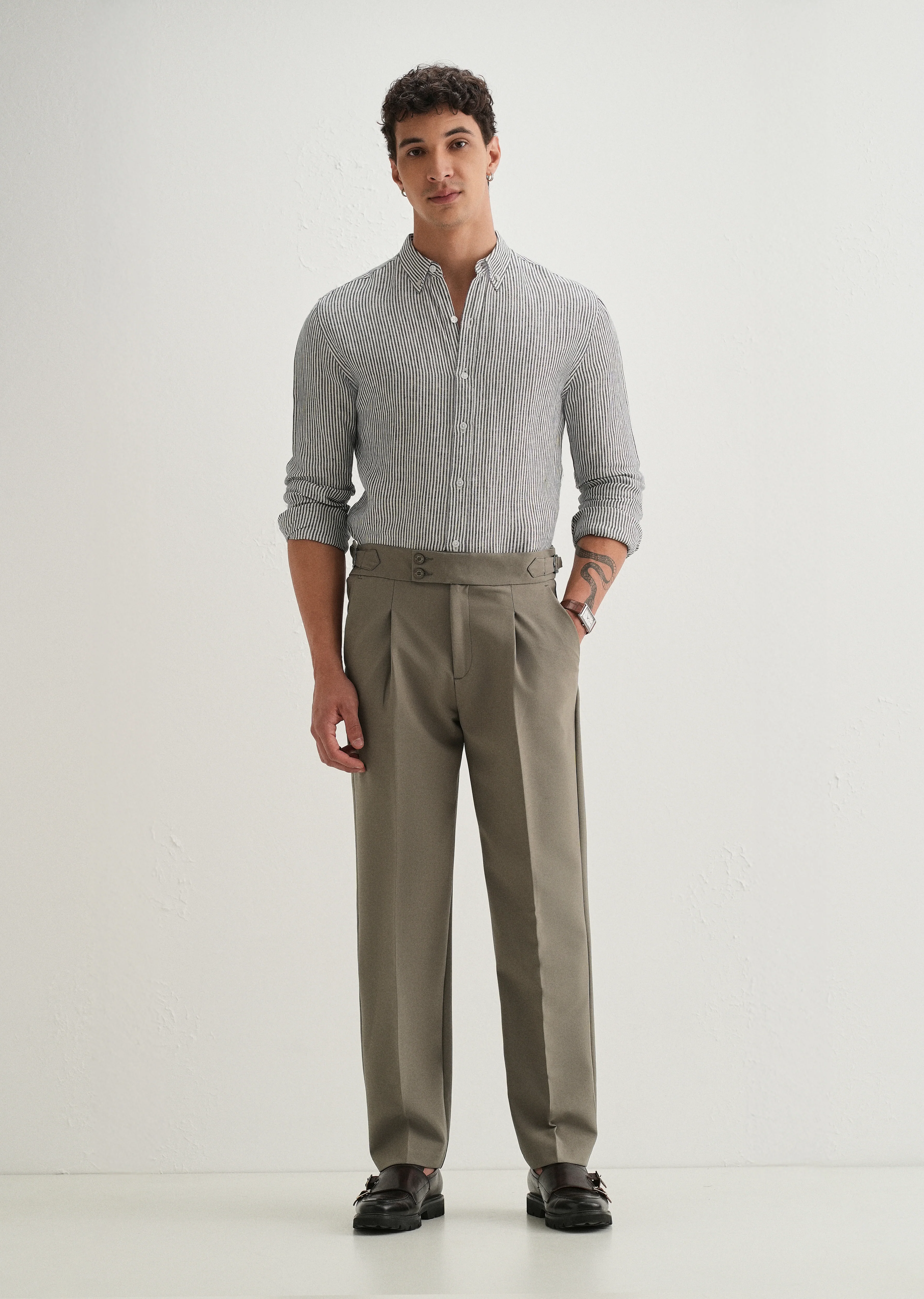 Warm Taupe Pleated Gurkha Pant - Image 7
