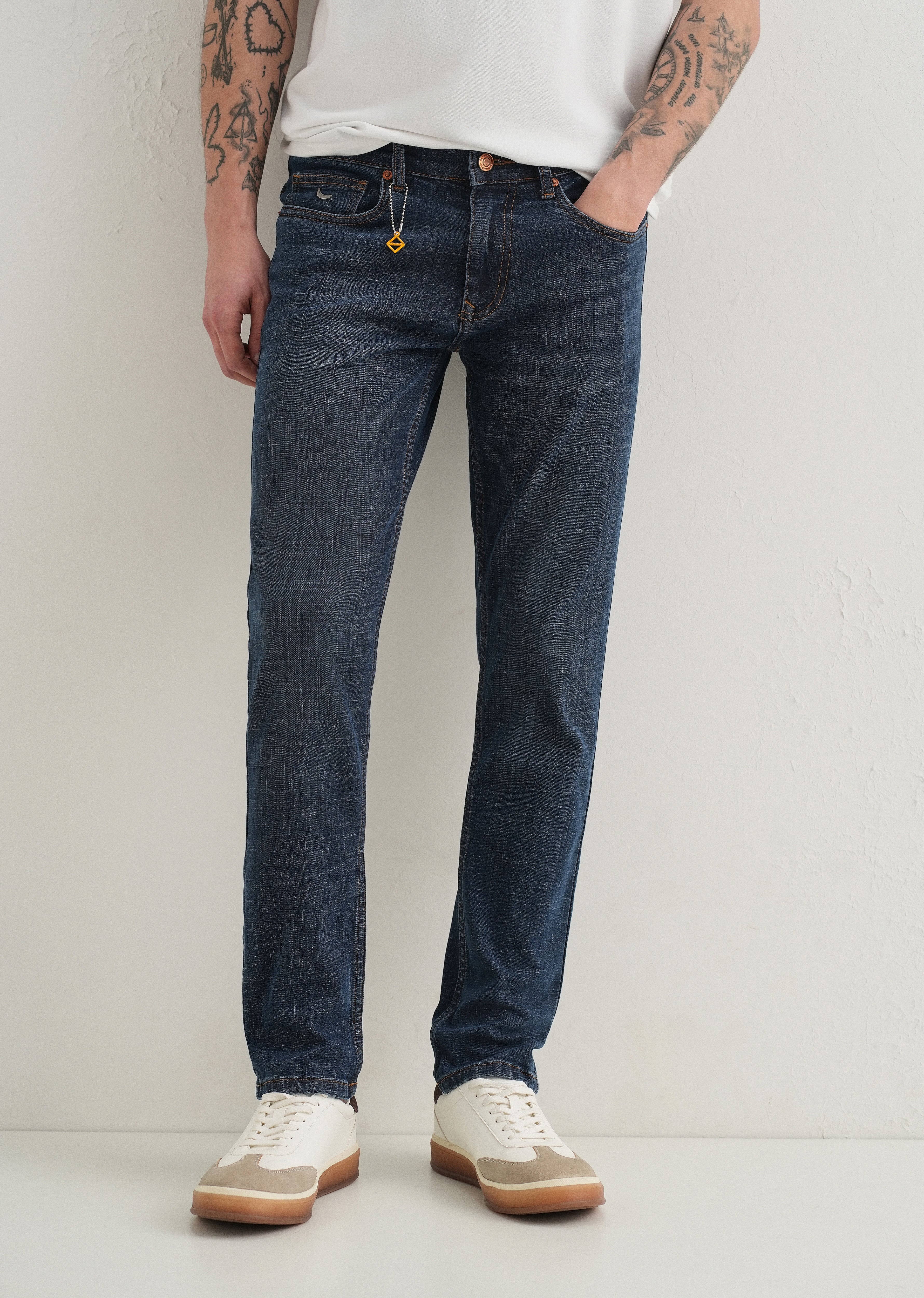 Washed Blue Slim Fit Ankle Length Jeans - Image 7