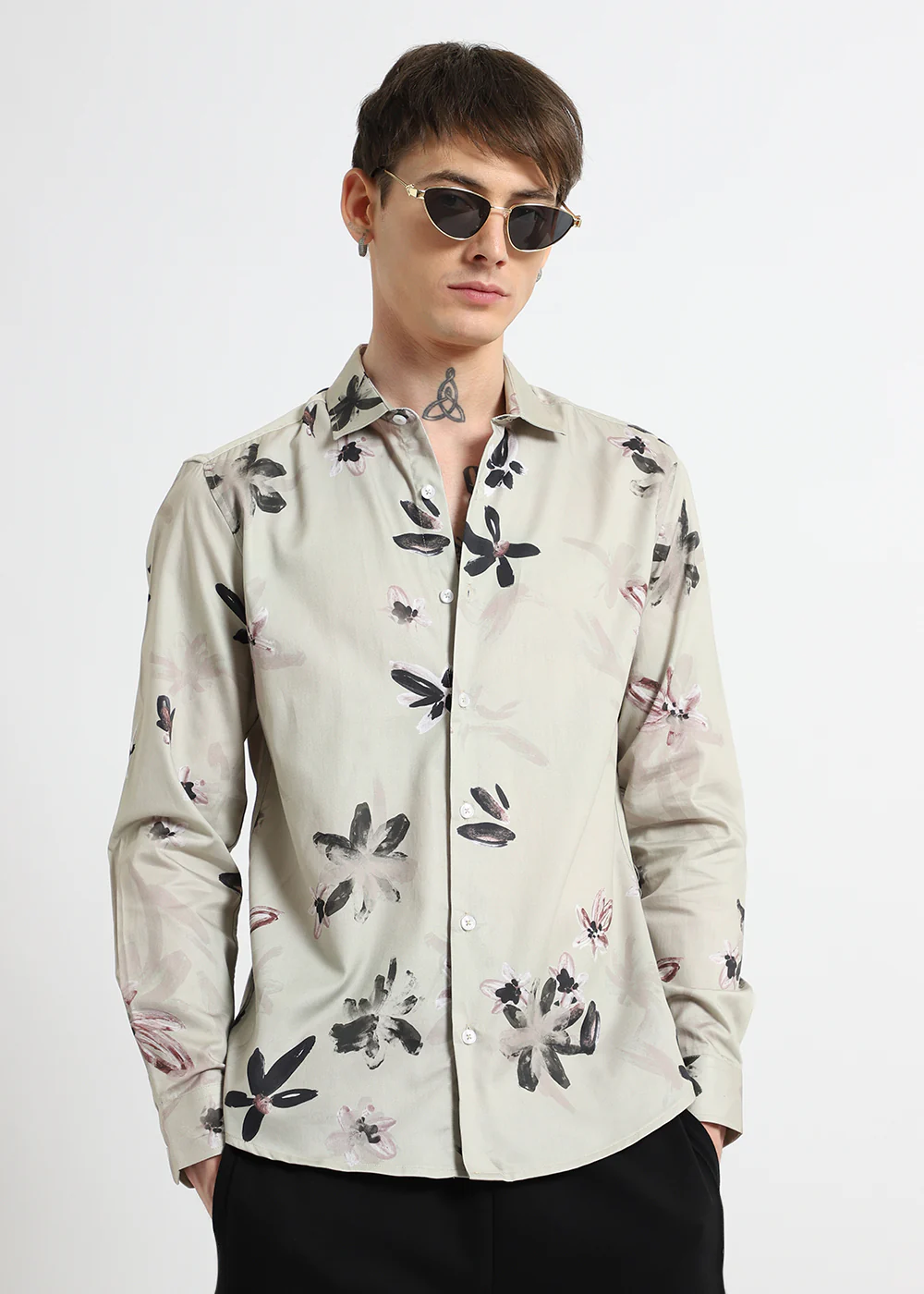 Watercolor Floral Printed Shirt - Image 2