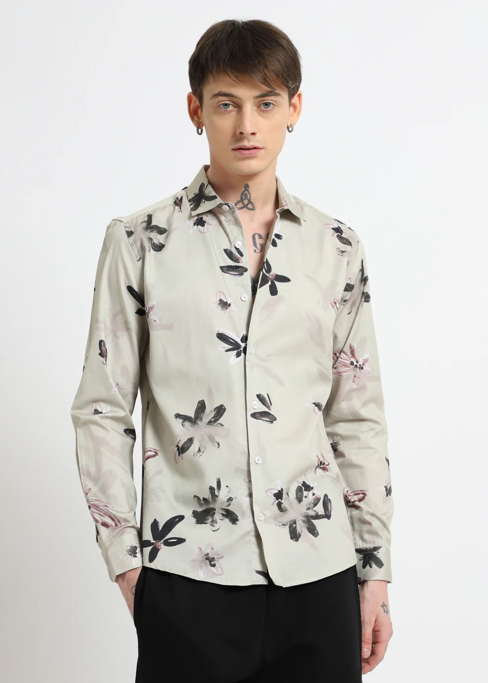 Watercolor Floral Printed Shirt - Image 3