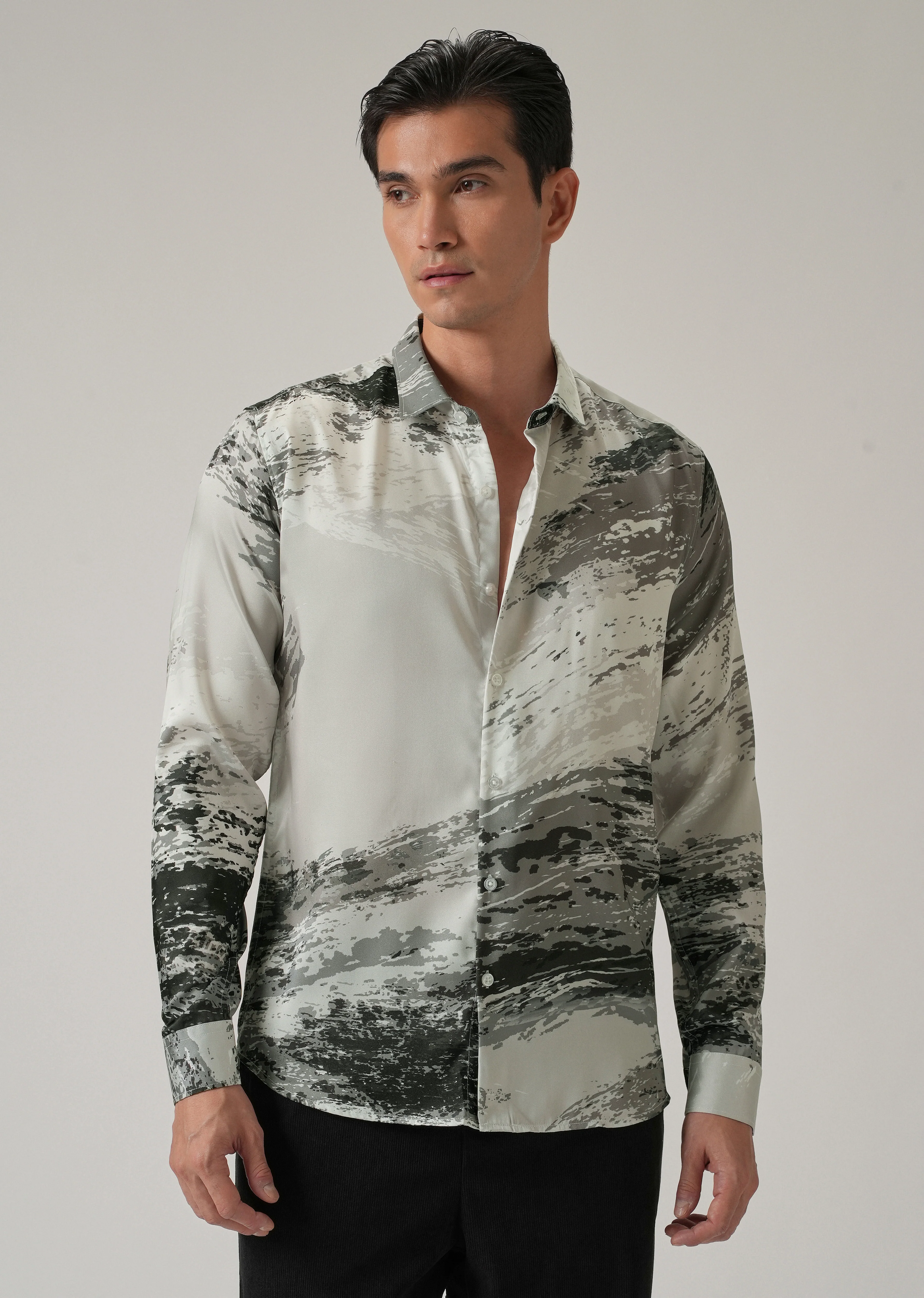 Watercolor Wash Print Shirt - Image 3