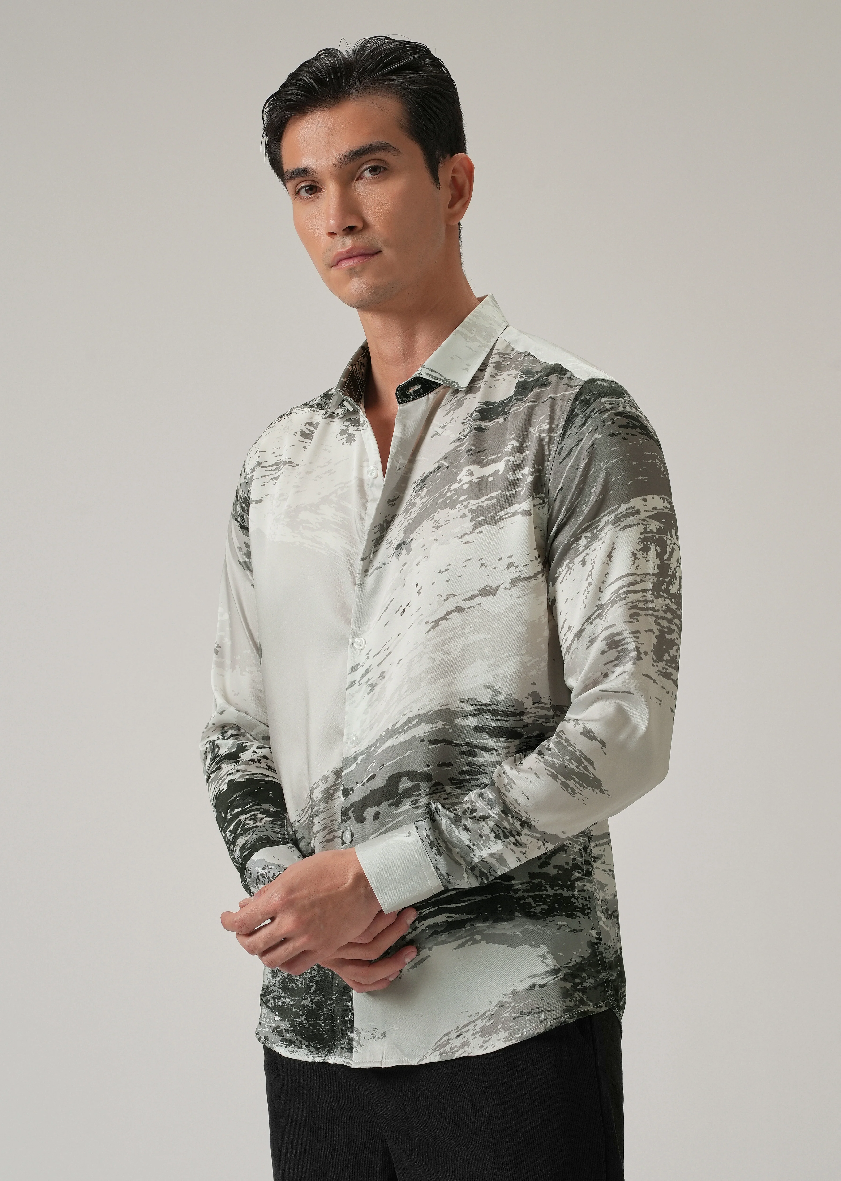 Watercolor Wash Print Shirt - Image 4