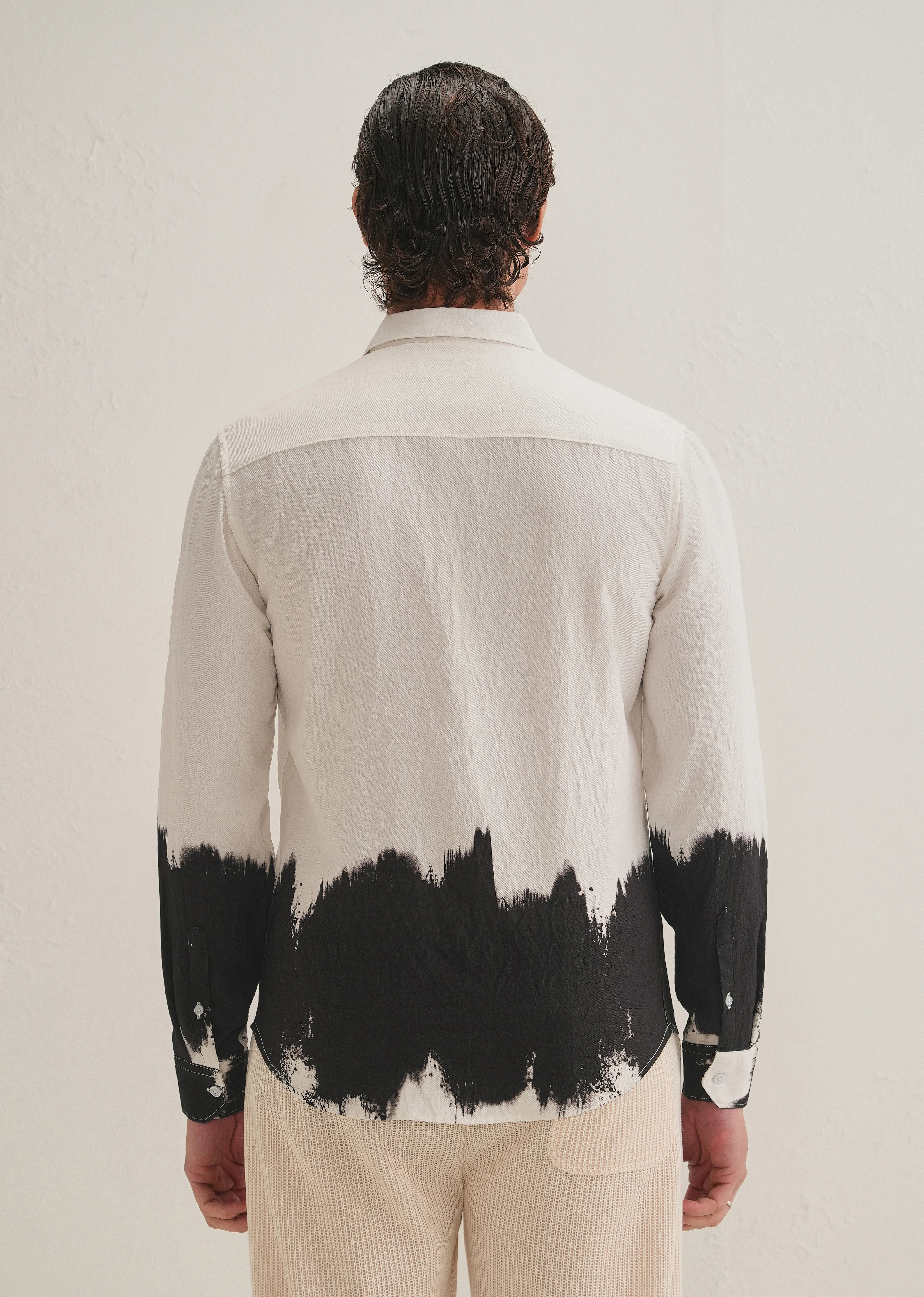 White & Black Dip-Dyed Shirt - Image 5