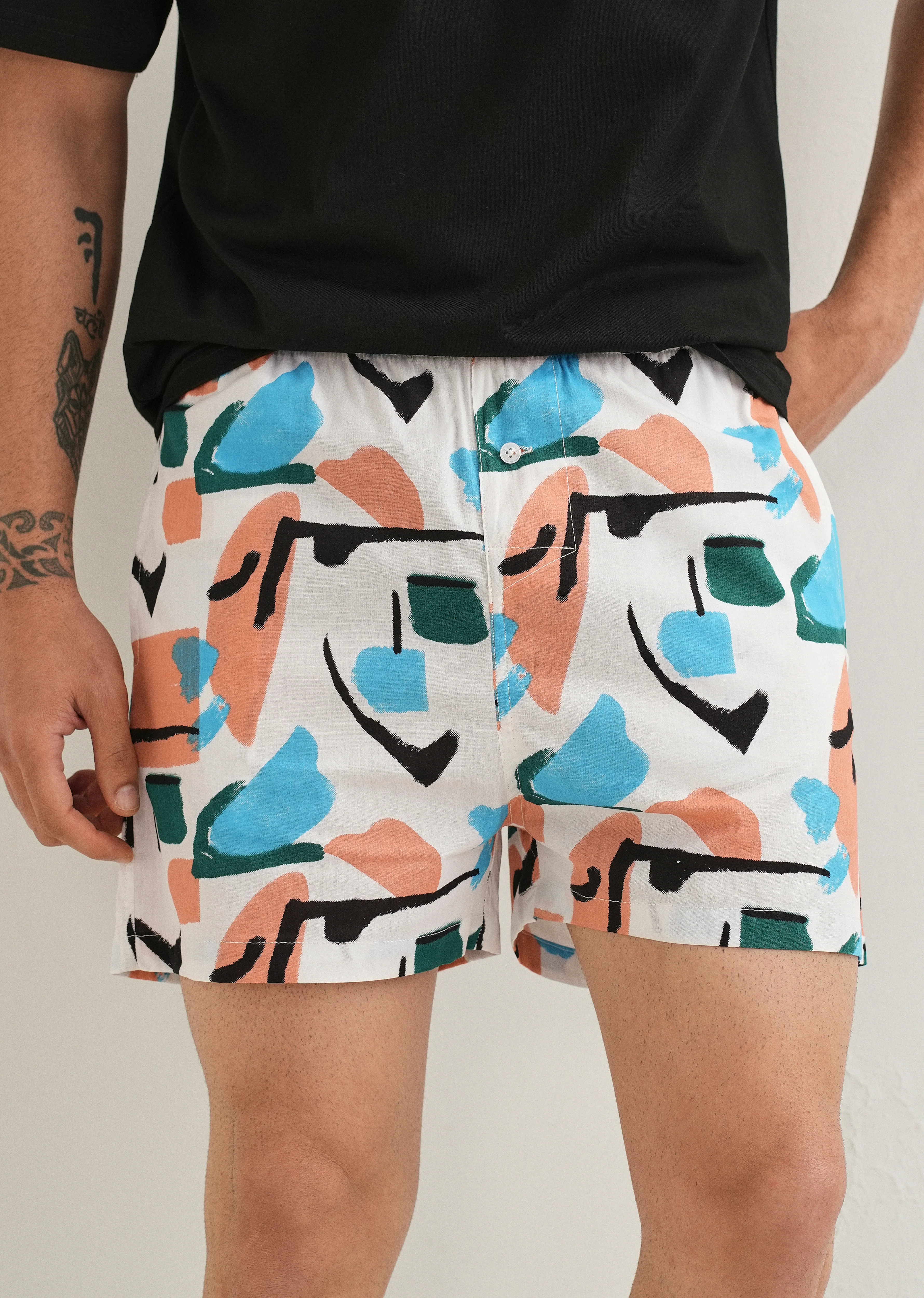 White Abstract Colour Printed Boxer - Image 7