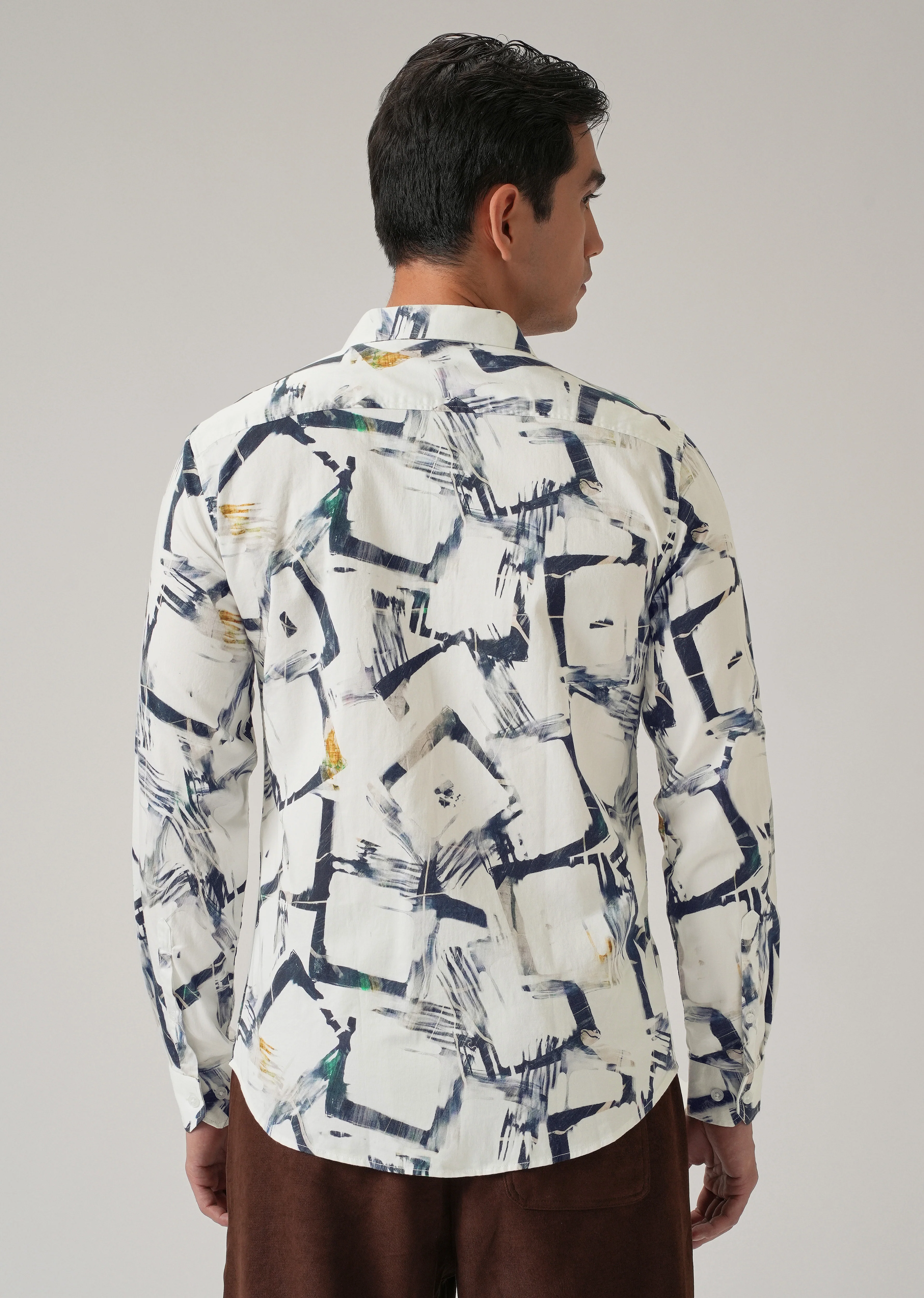 White Abstract Print Shirt - Image 2