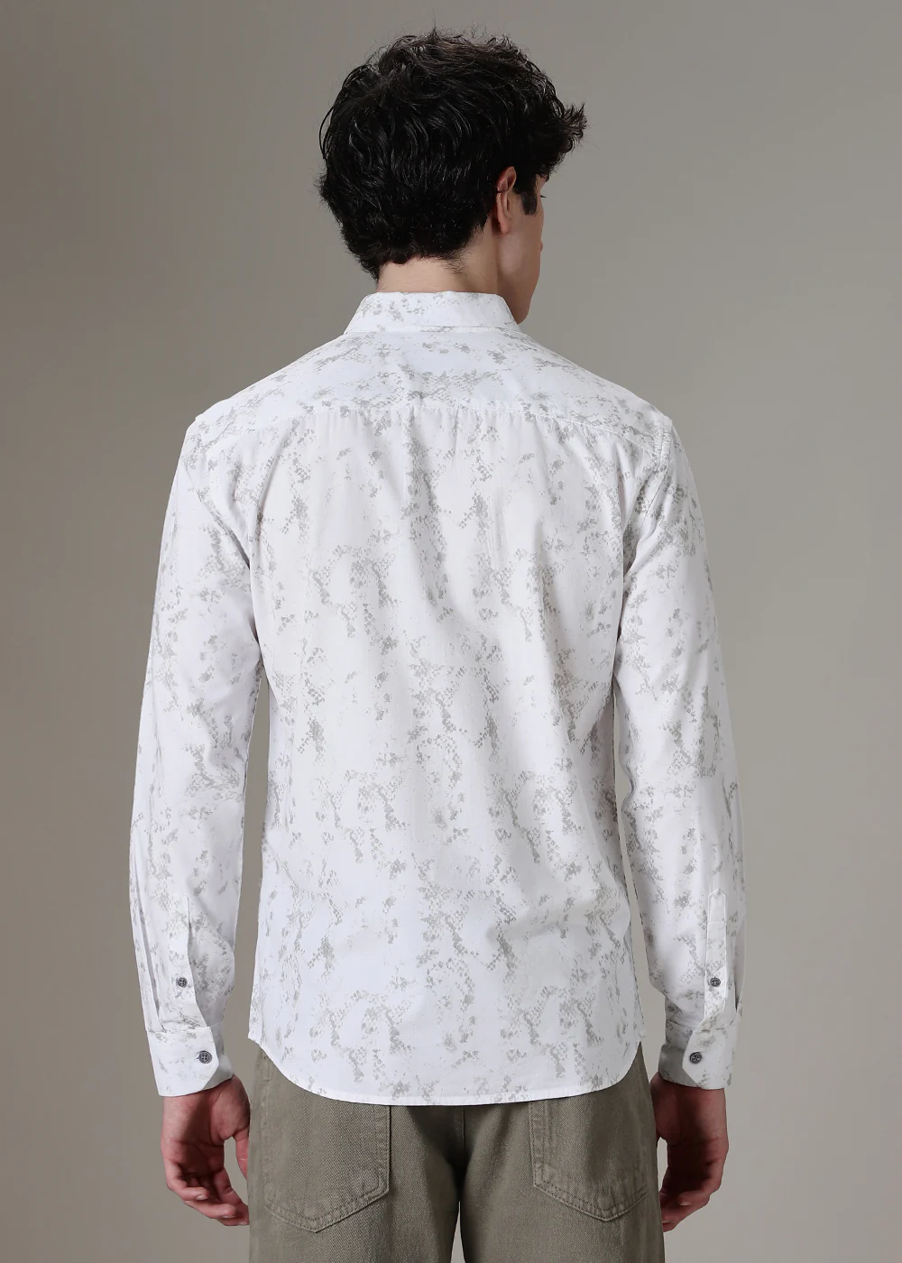 White Abstract Printed Shirt - Image 4