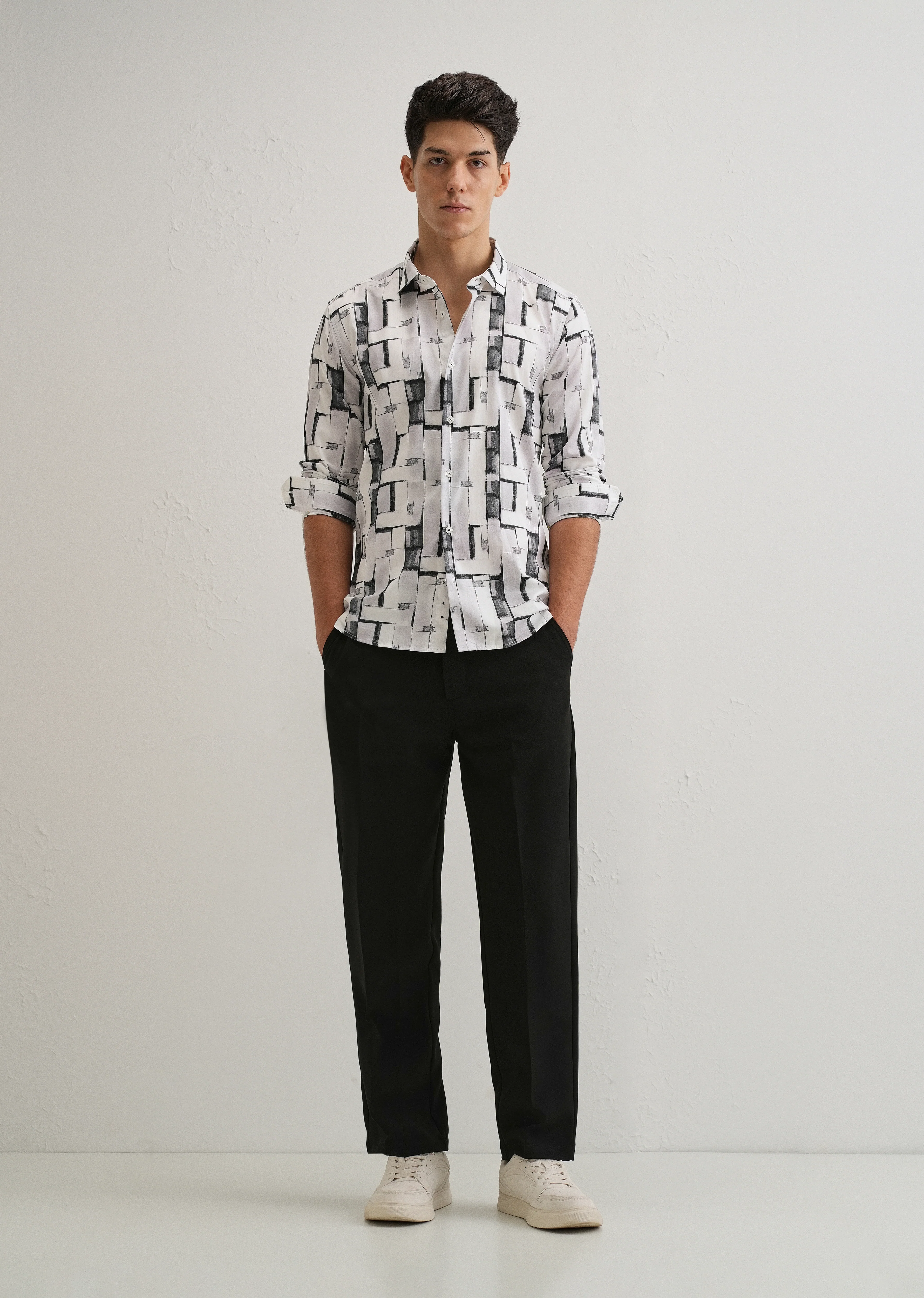 White Abstractox Printed shirt - Image 6