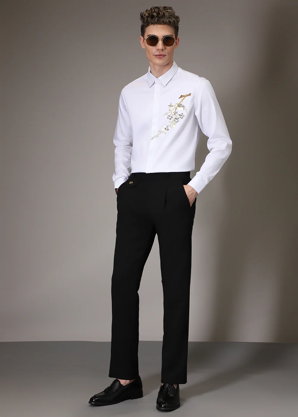 White Blossom Sequenced Designer Shirt - Image 7