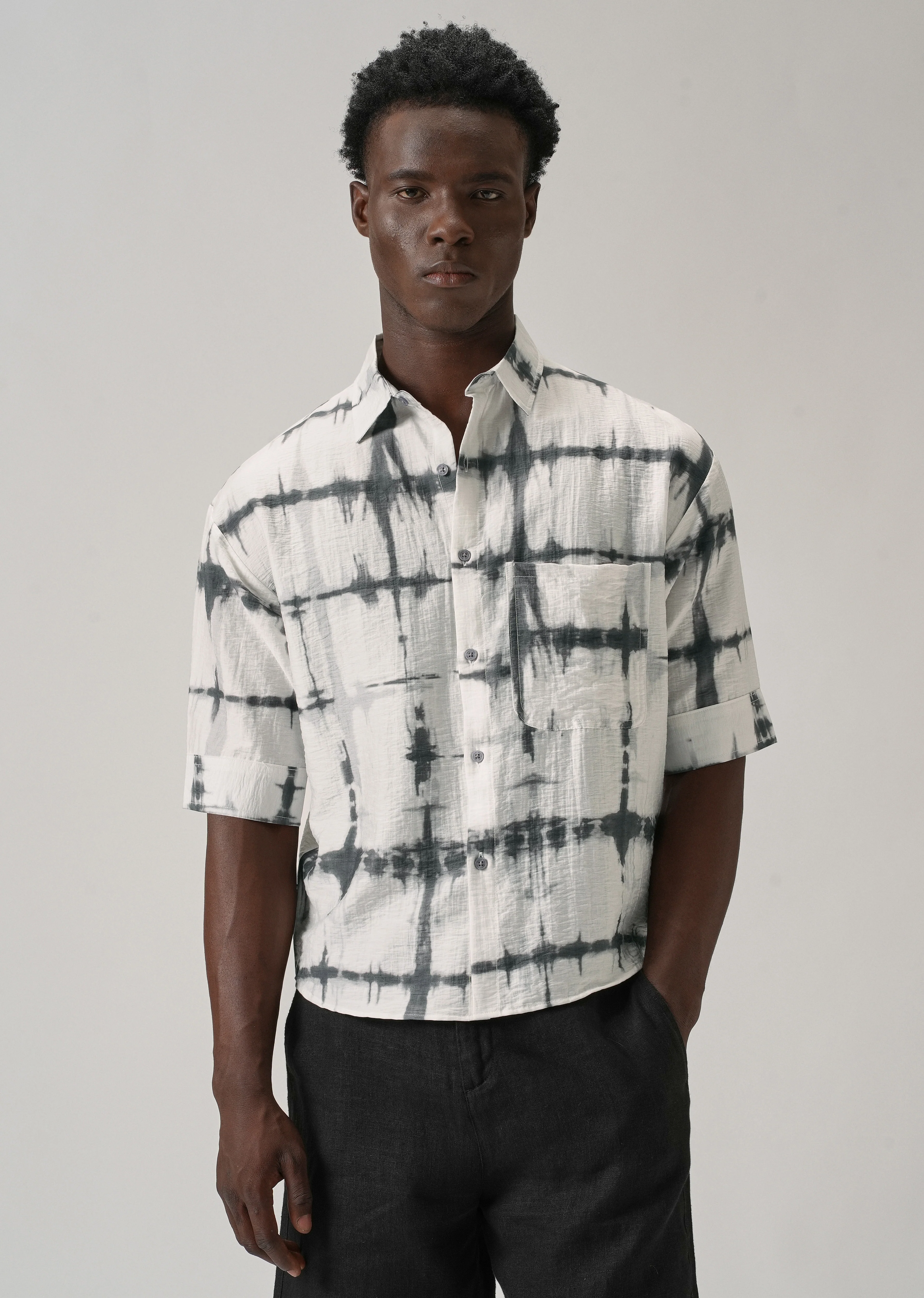 White Boxy Fit Tie-Dye Printed Shirt - Image 3
