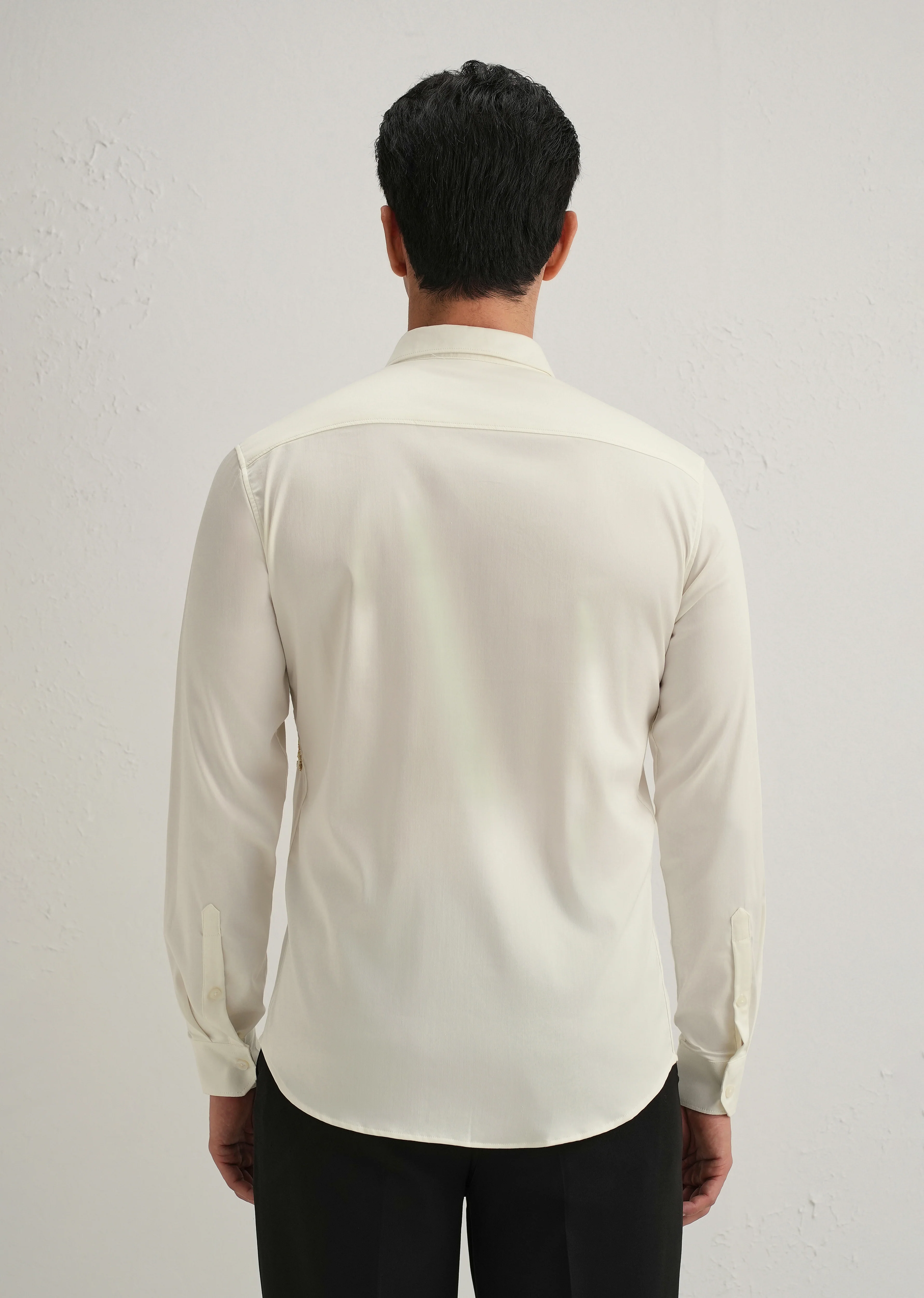 White Cheetah Embellished Handwork Designer Shirt - Image 4