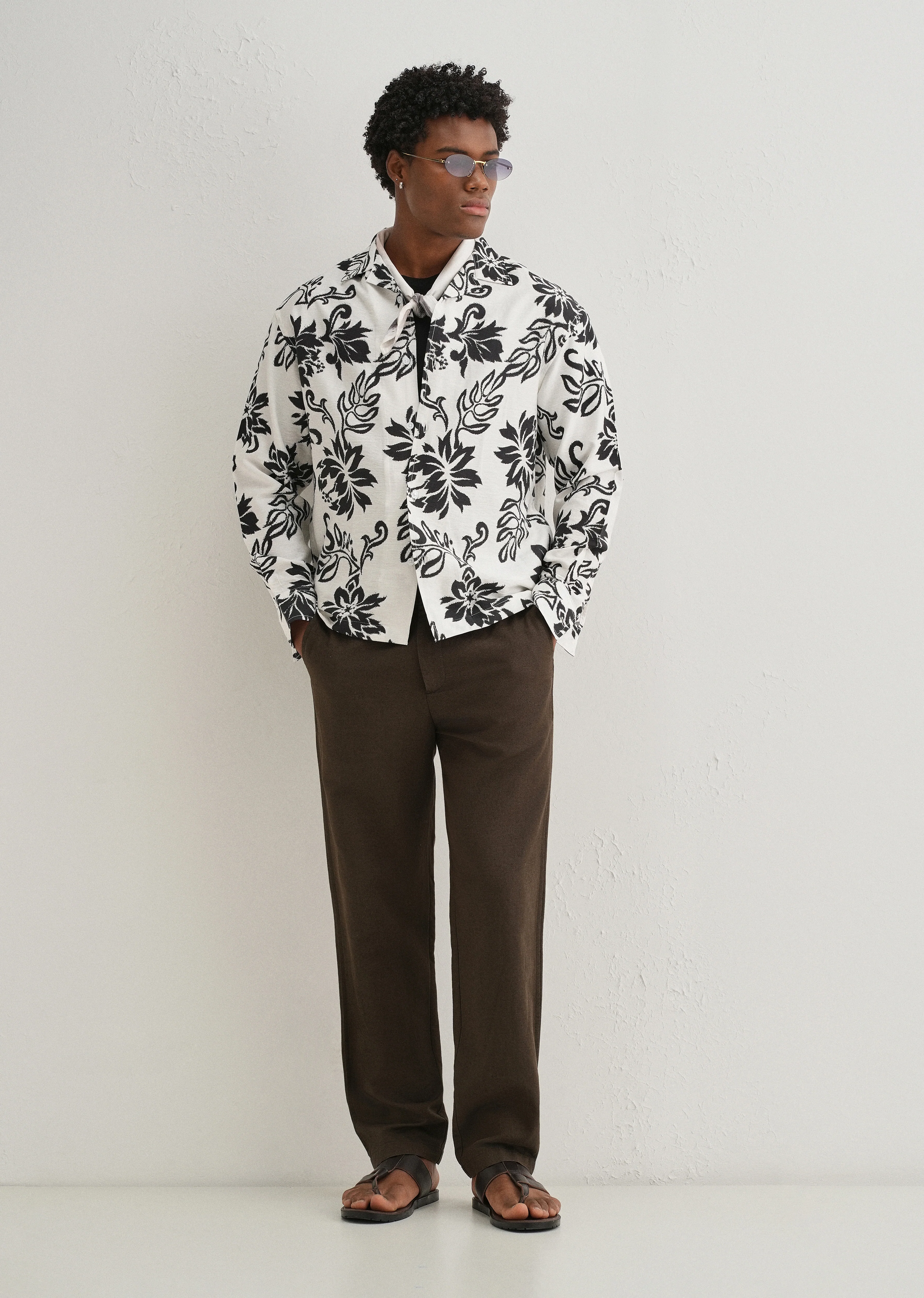 White Classic Floral Printed Shirt - Image 6