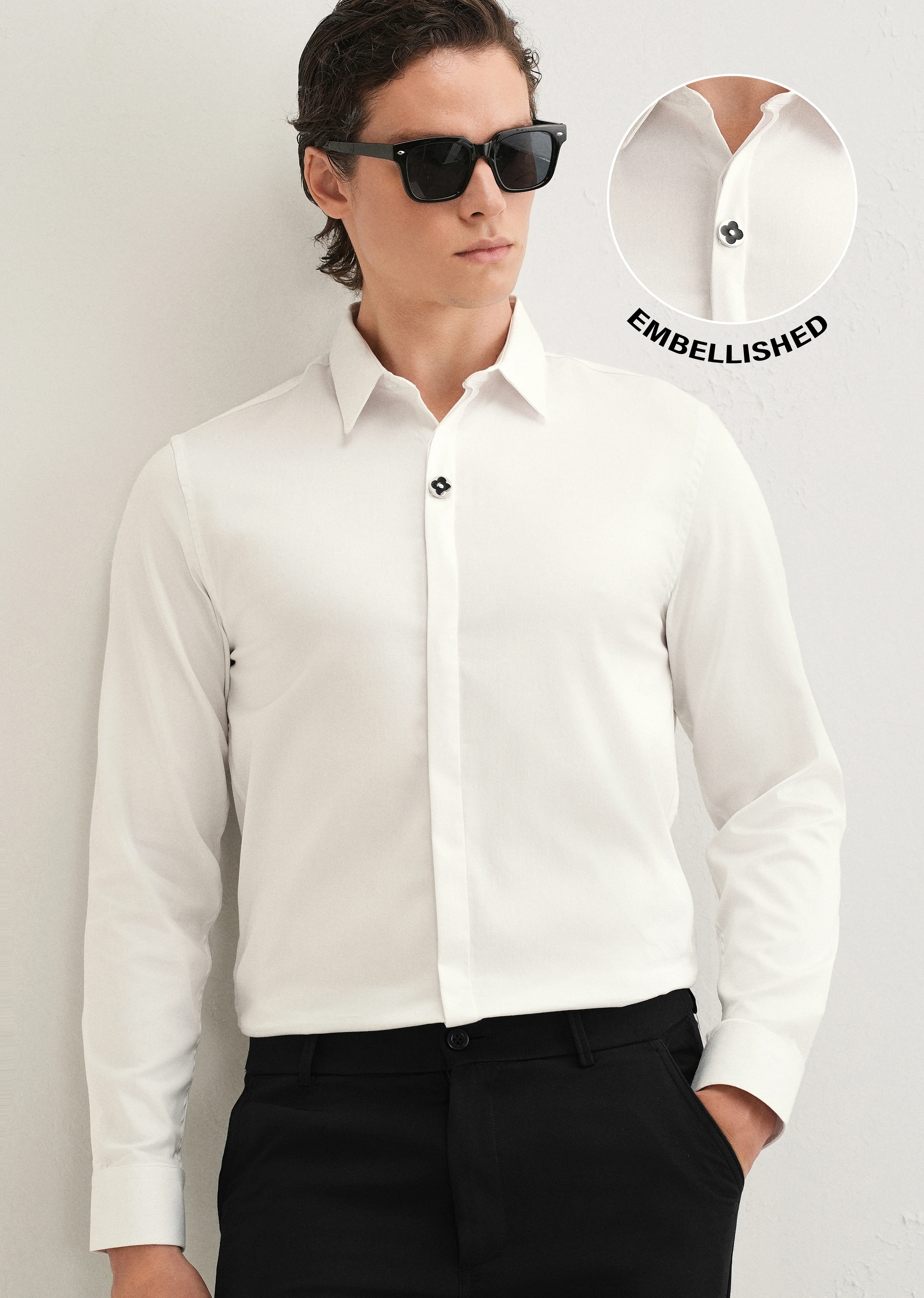 White Clover Button Designer Shirt - Image 7