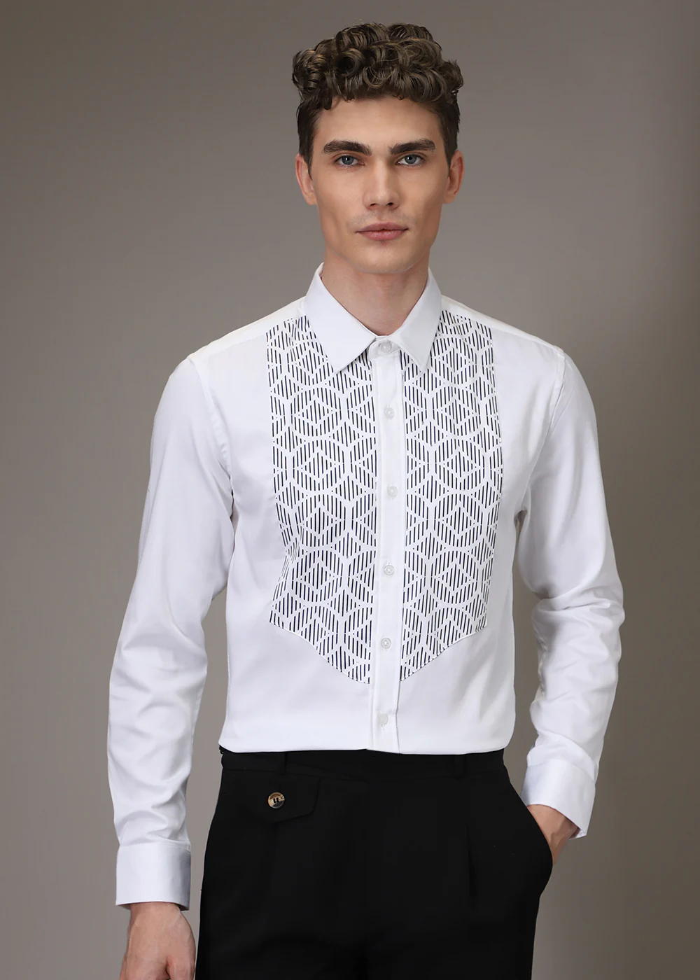 White Cocktail Designer Shirt - Image 3