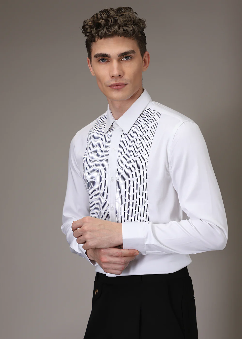 White Cocktail Designer Shirt - Image 7
