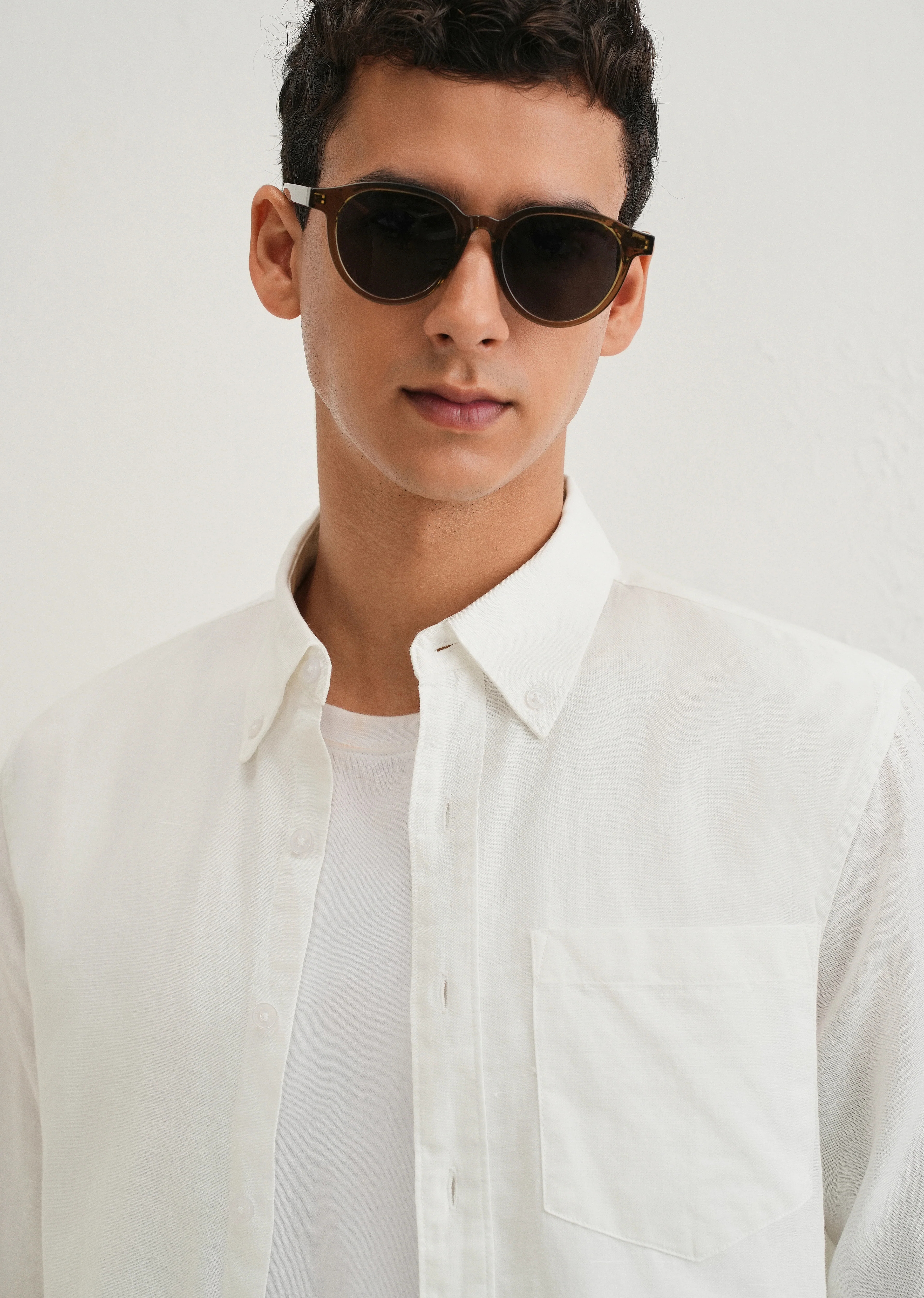 White Cotton Linen Shirt - Image 5
