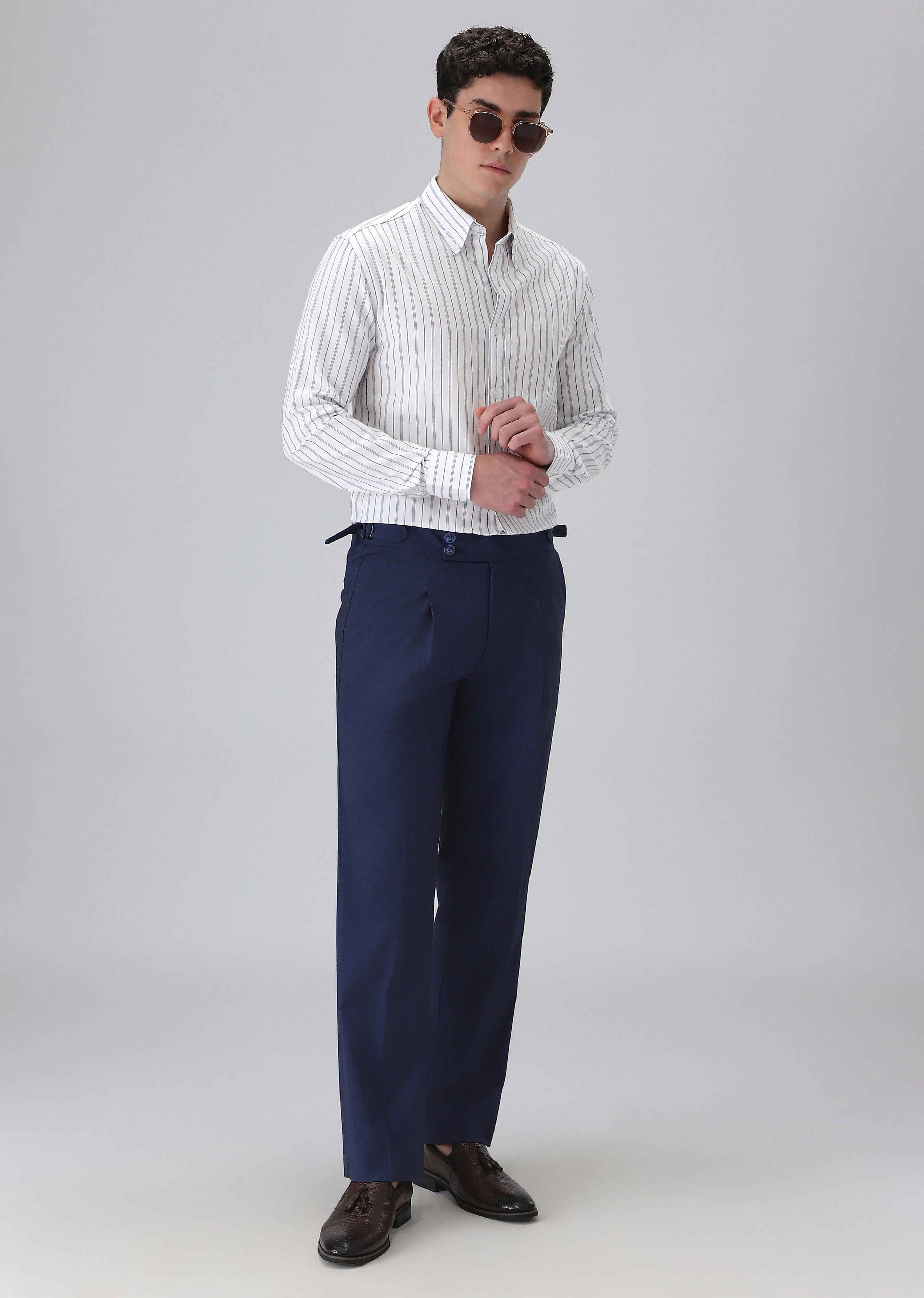 White Cotton Stripe Shirt - Image 6