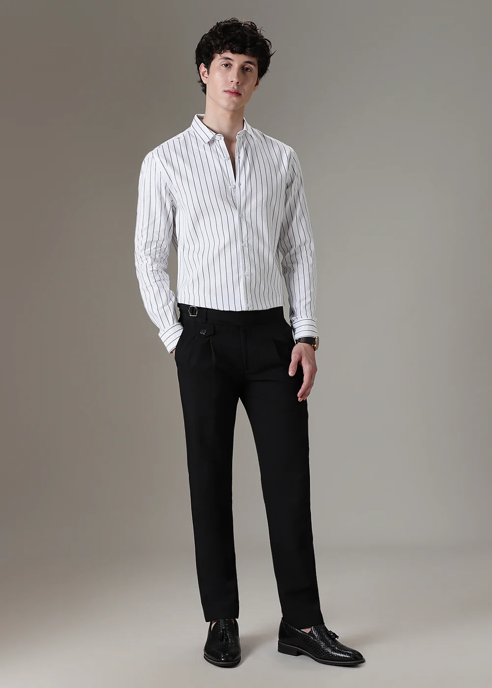 White Dobby Stripe Shirt - Image 6