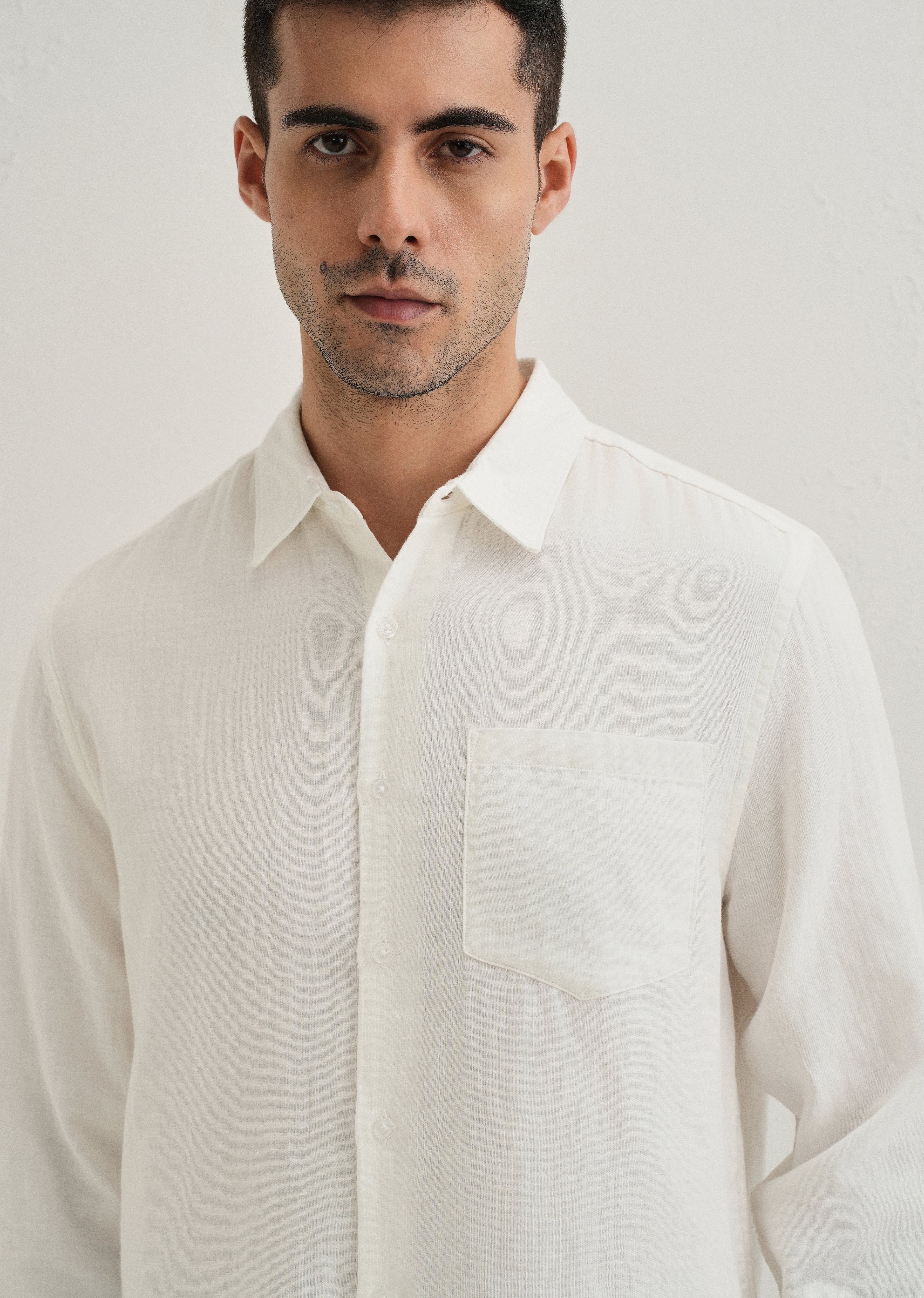 White Double Cloth Cotton Shirt - Image 5
