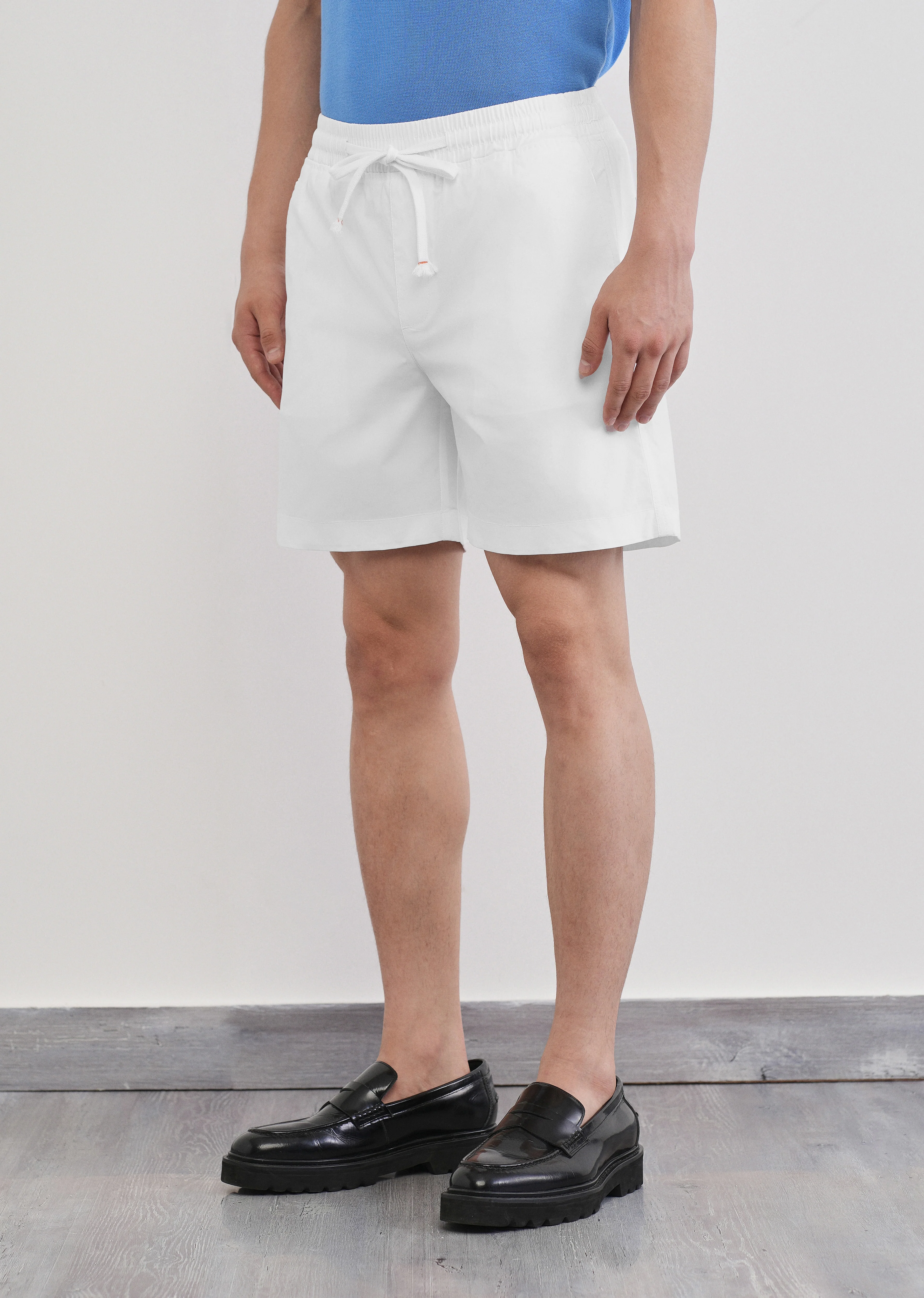 White Drawstring Cotton Shorts - Image 4