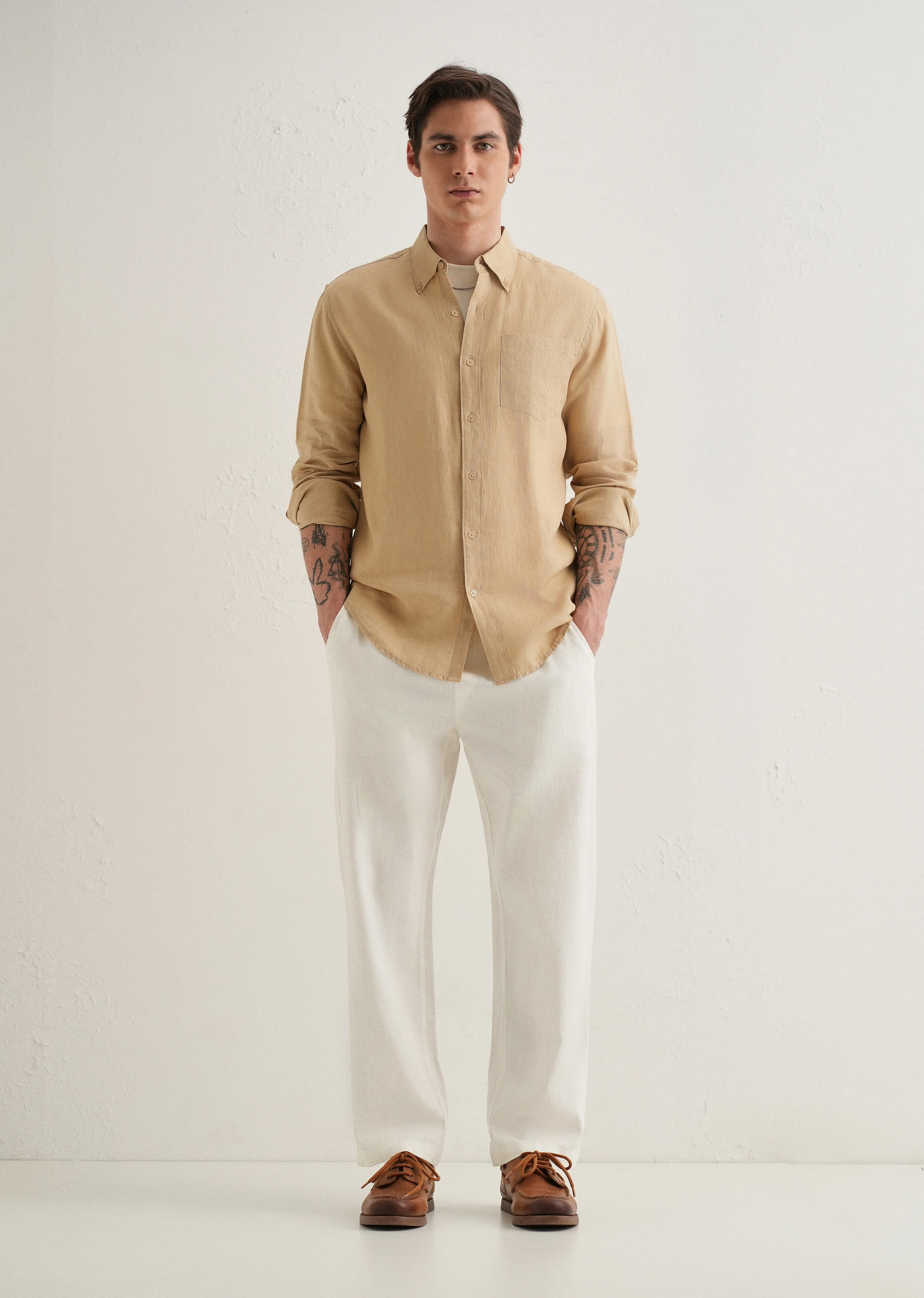 White Drawstring Linen Pant - Image 6