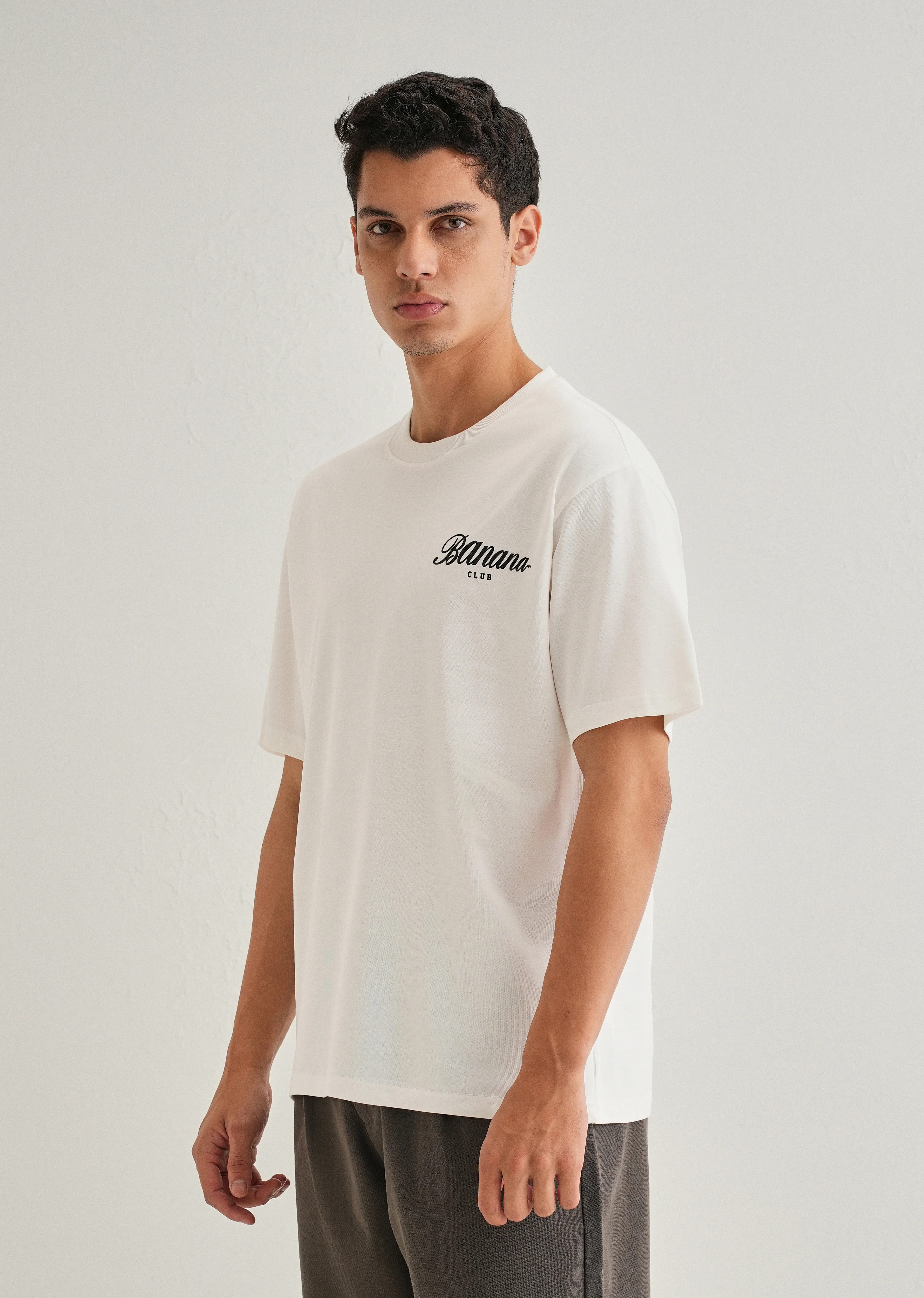 White Embossed Printed Oversized T-shirt - Image 4