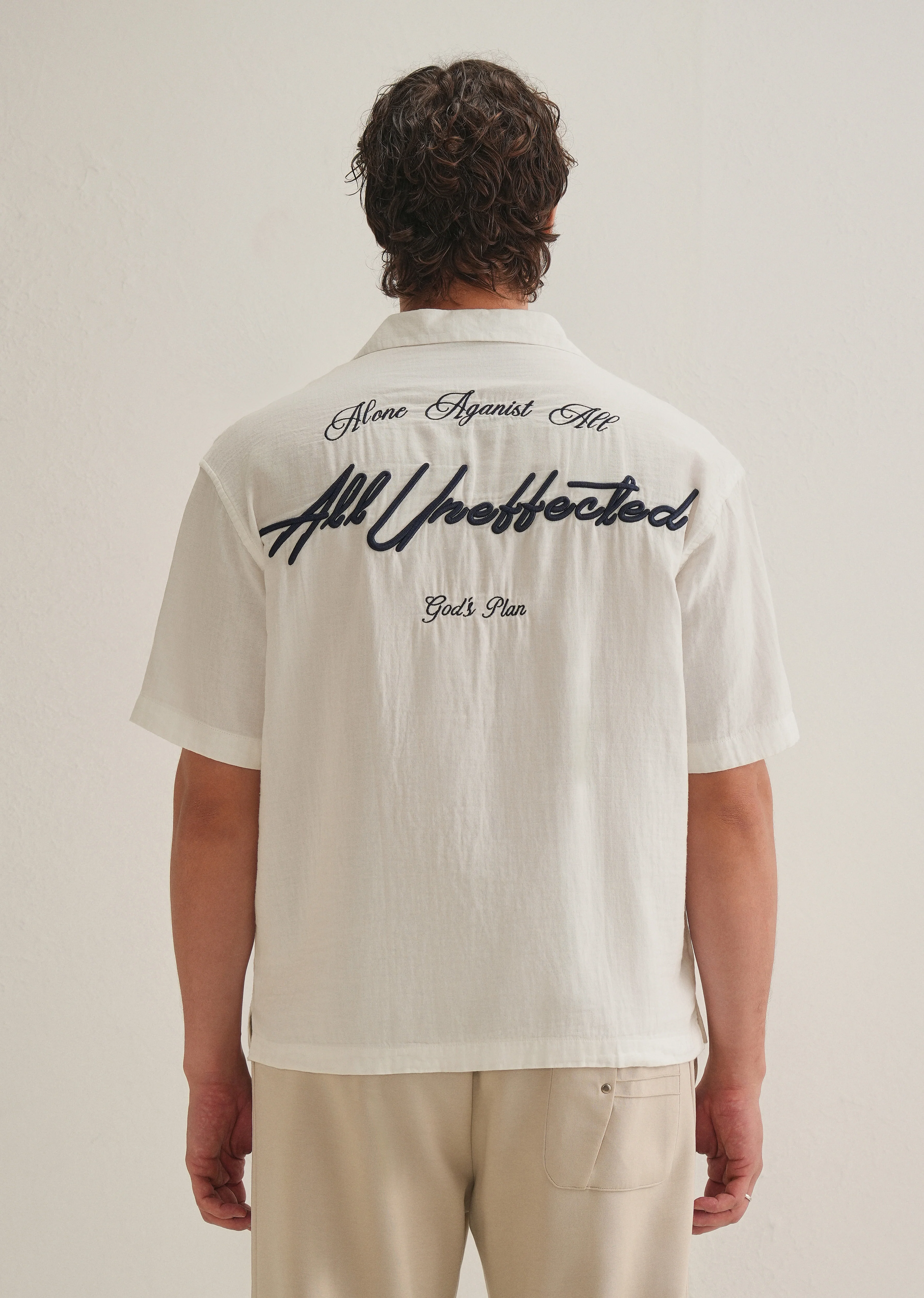 White Embroidered Double Cloth Cotton Shirt - Image 4