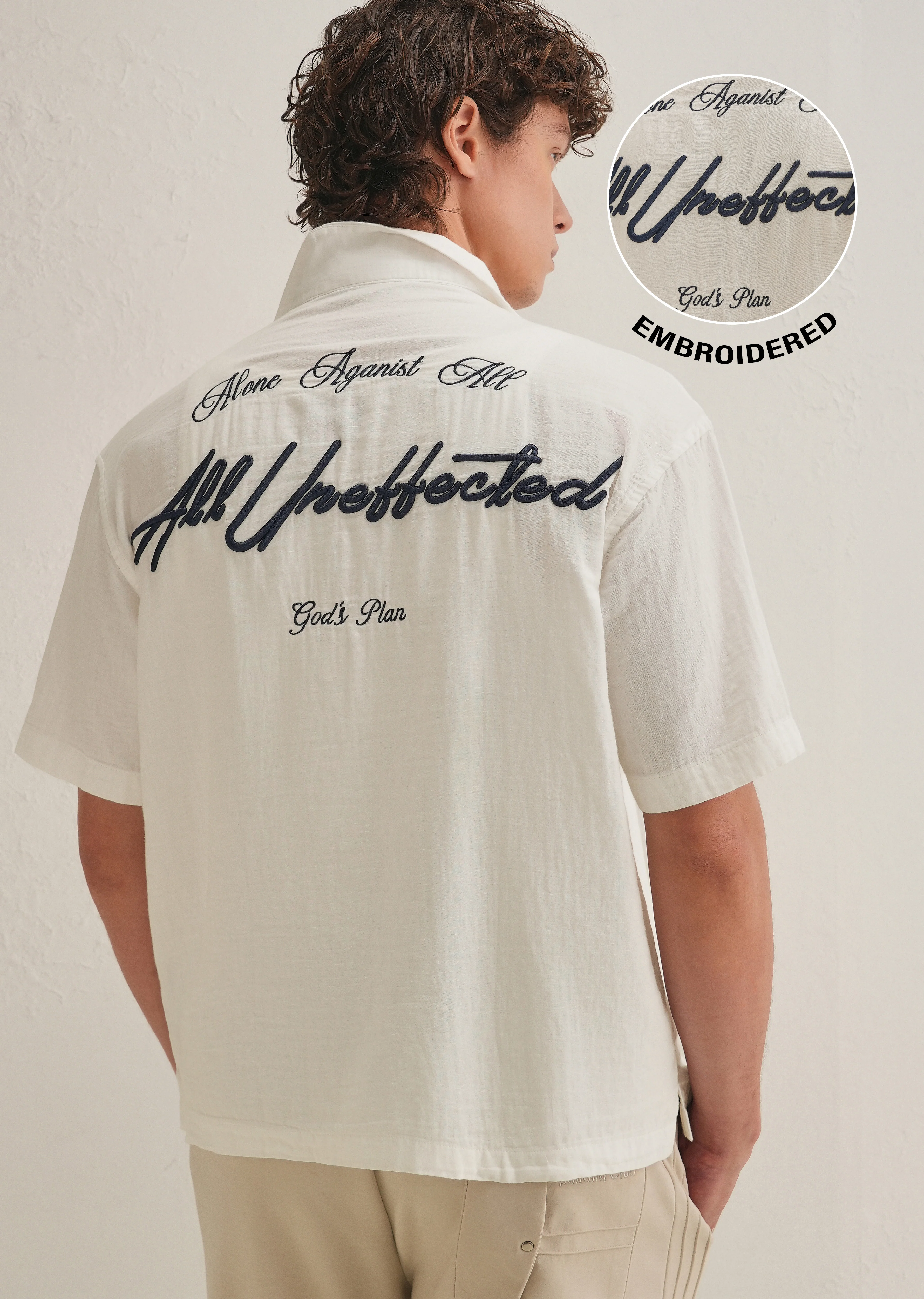 White Embroidered Double Cloth Cotton Shirt - Image 8
