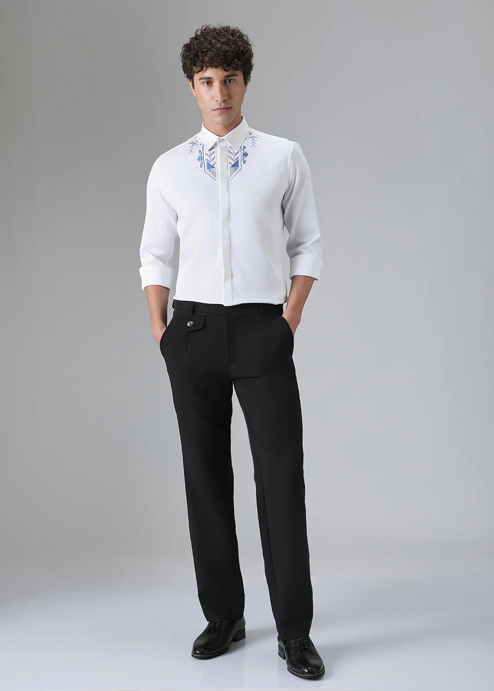 White Ethnic Embroidery Designer Shirt - Image 6