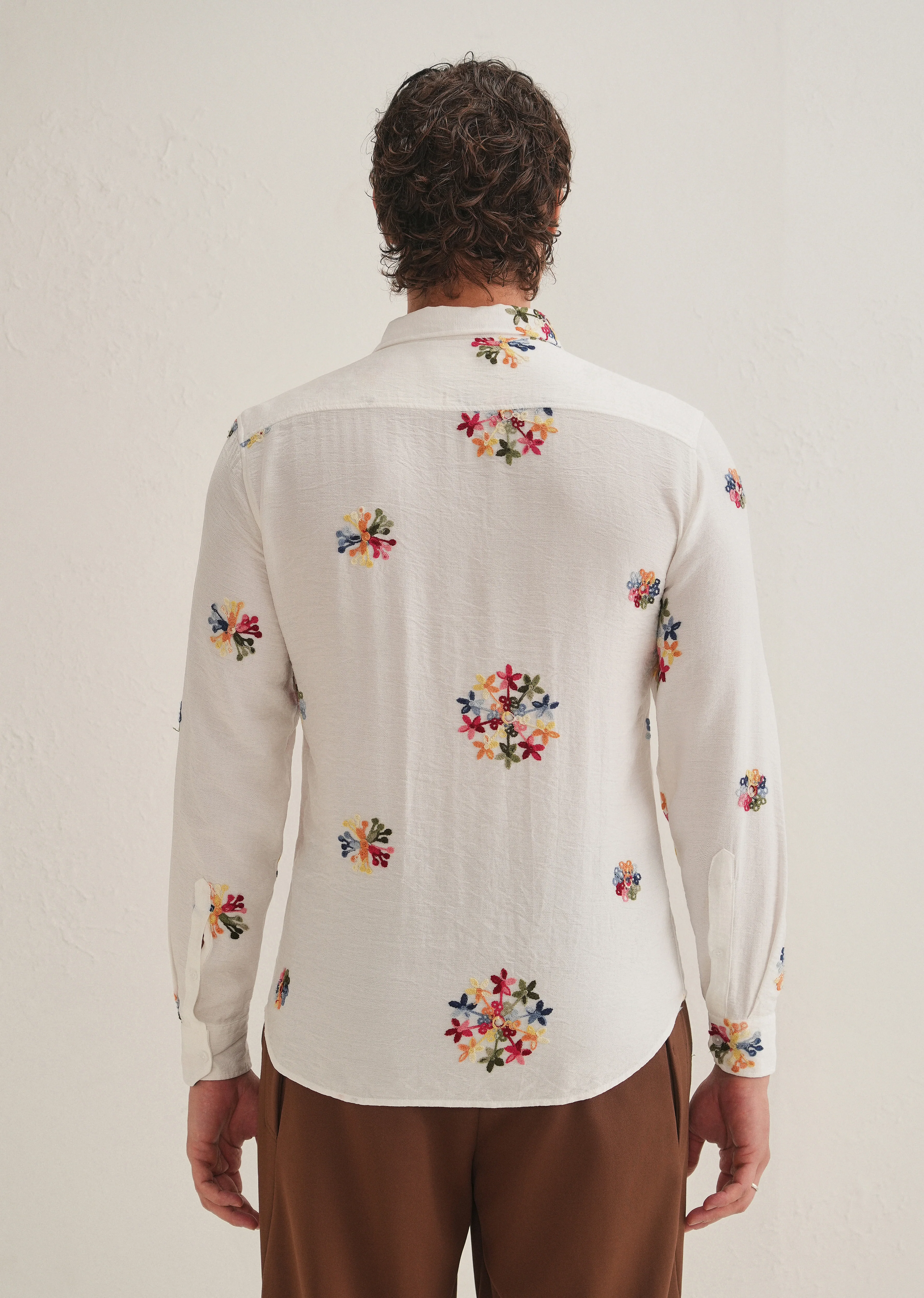 White Floral Embroidered Shirt - Image 4