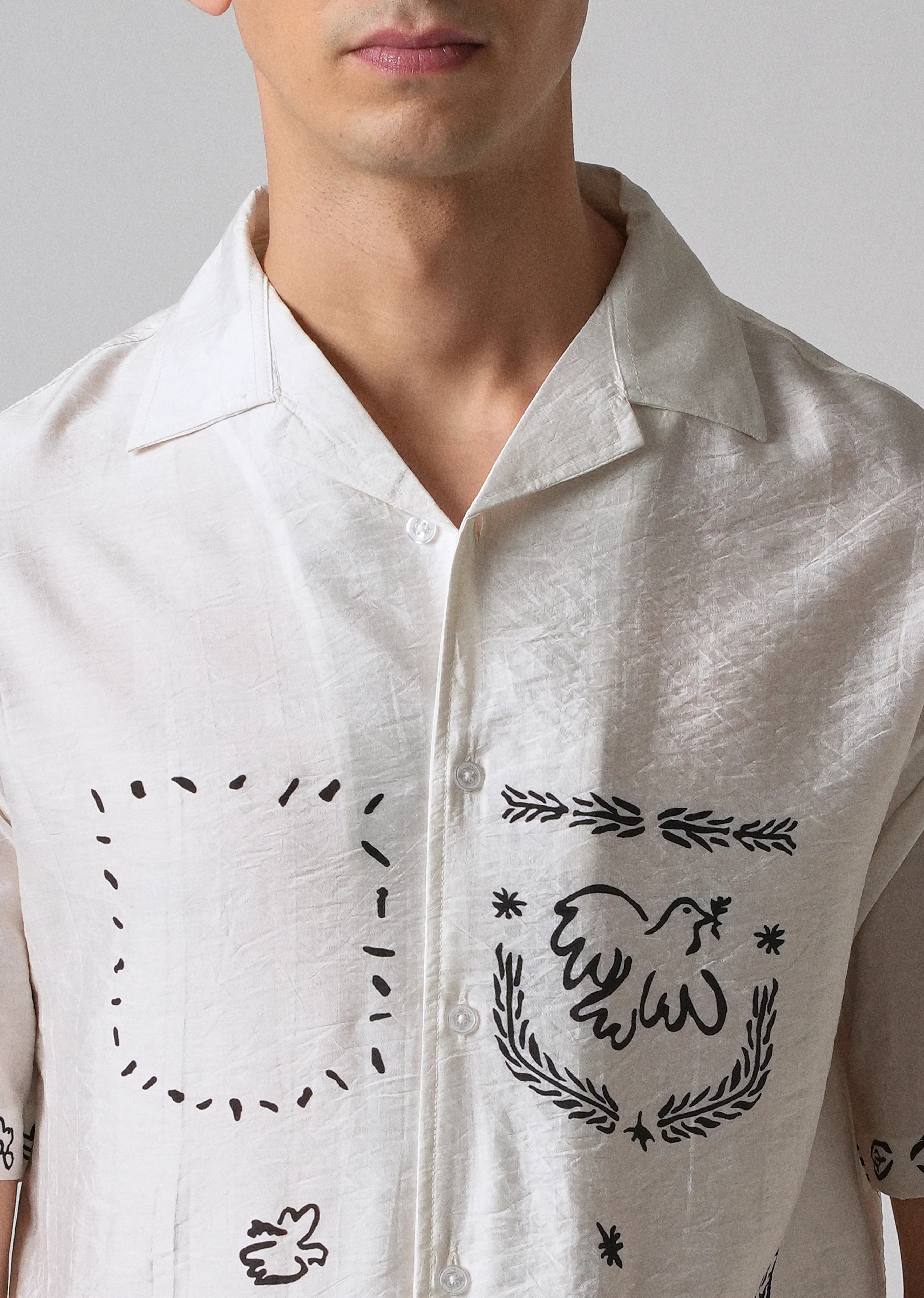 White Folk Print Shirt - Image 5
