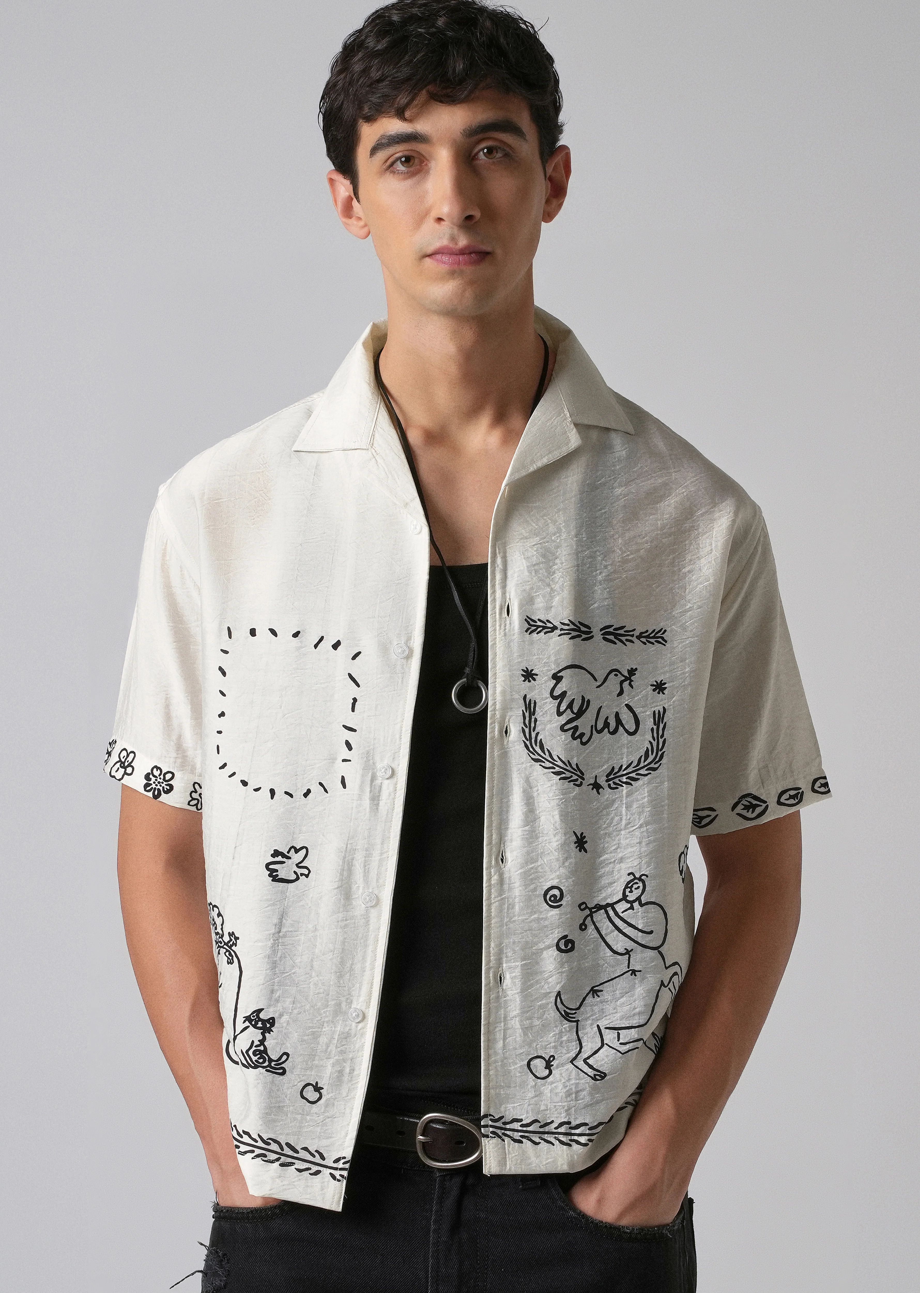 White Folk Print Shirt - Image 7