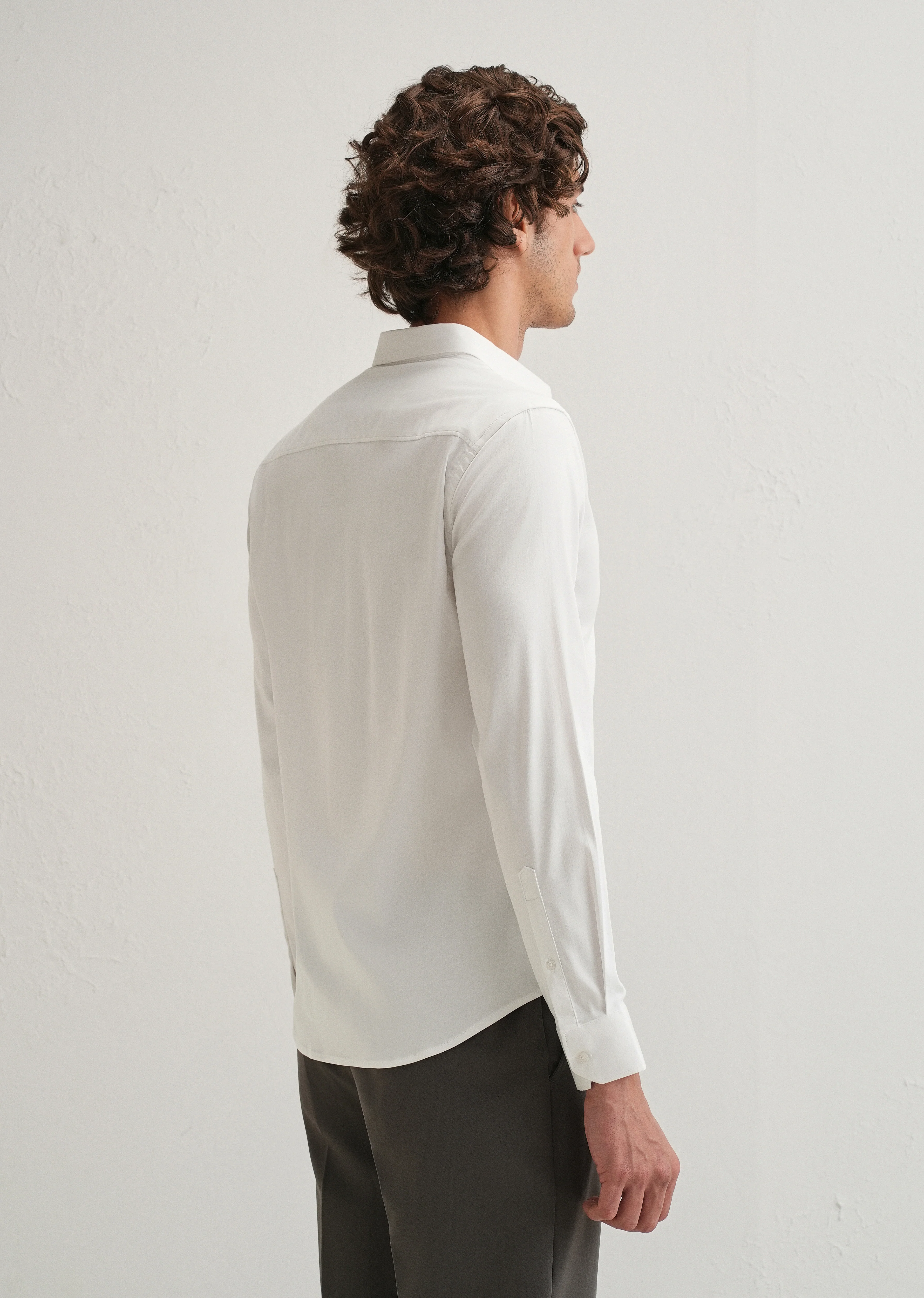 White Front Panel Open Pleat Shirt - Image 2