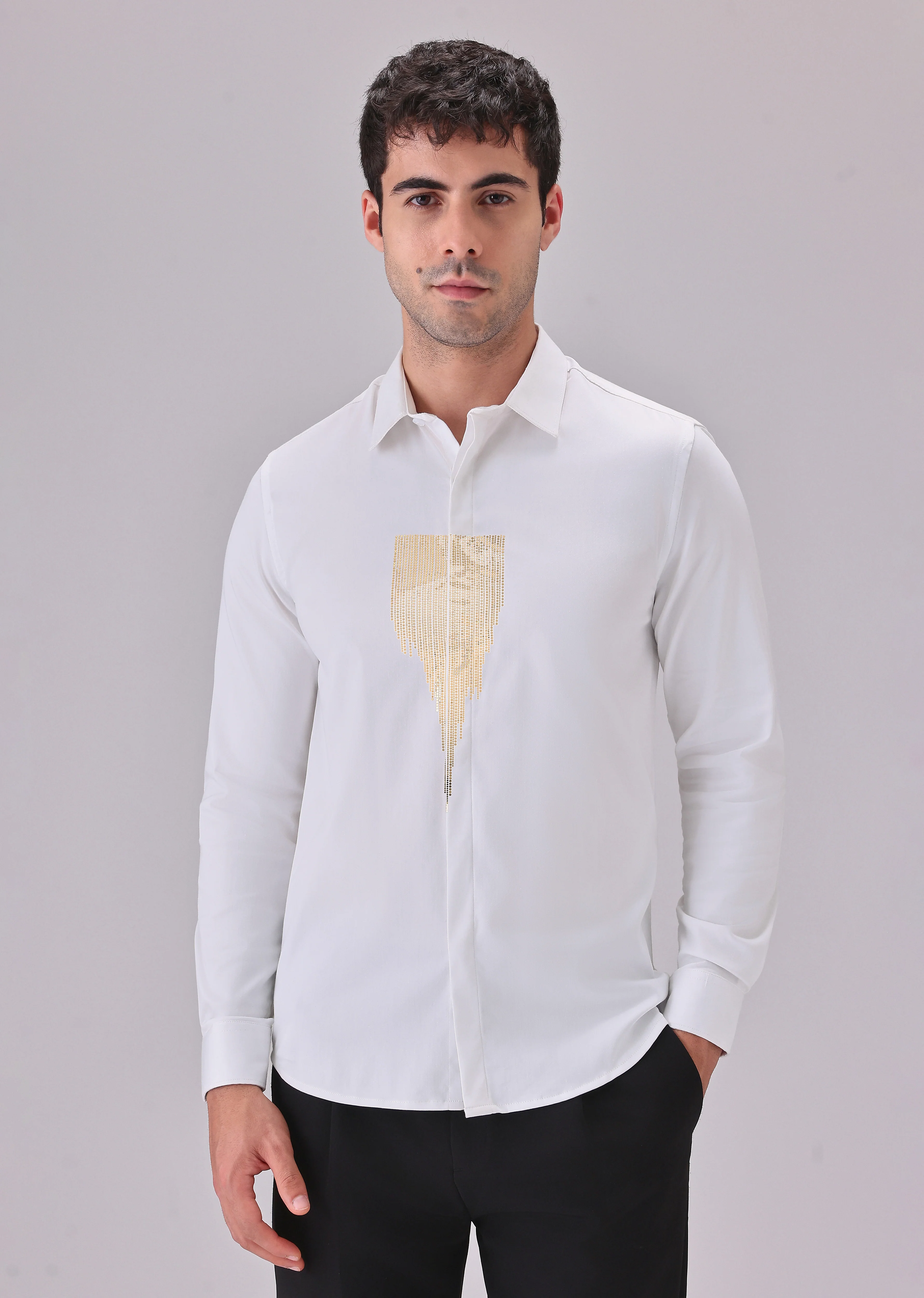 White Glimmer Designer Shirt - Image 3