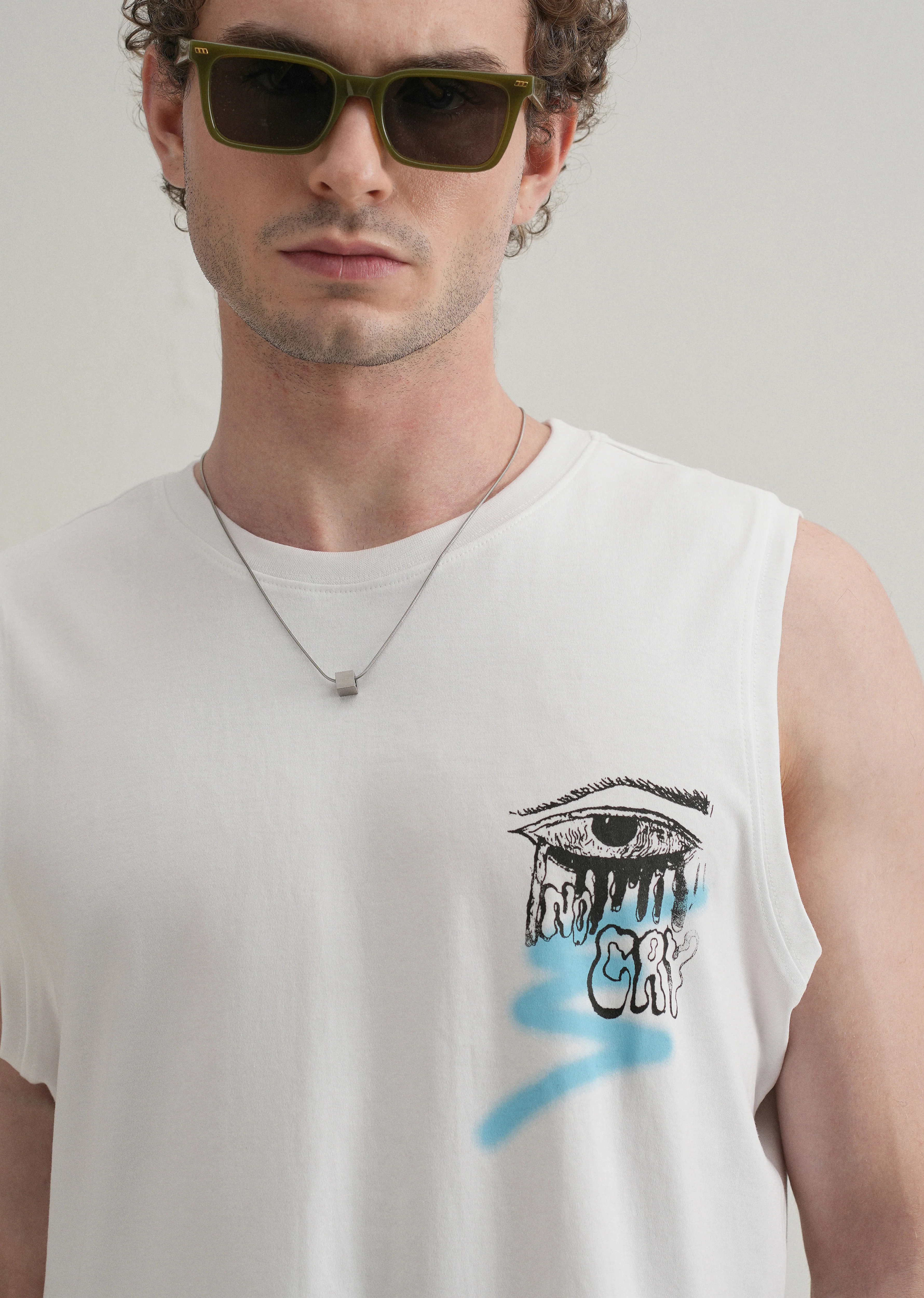 White Graffiti Printed Tank - Image 5