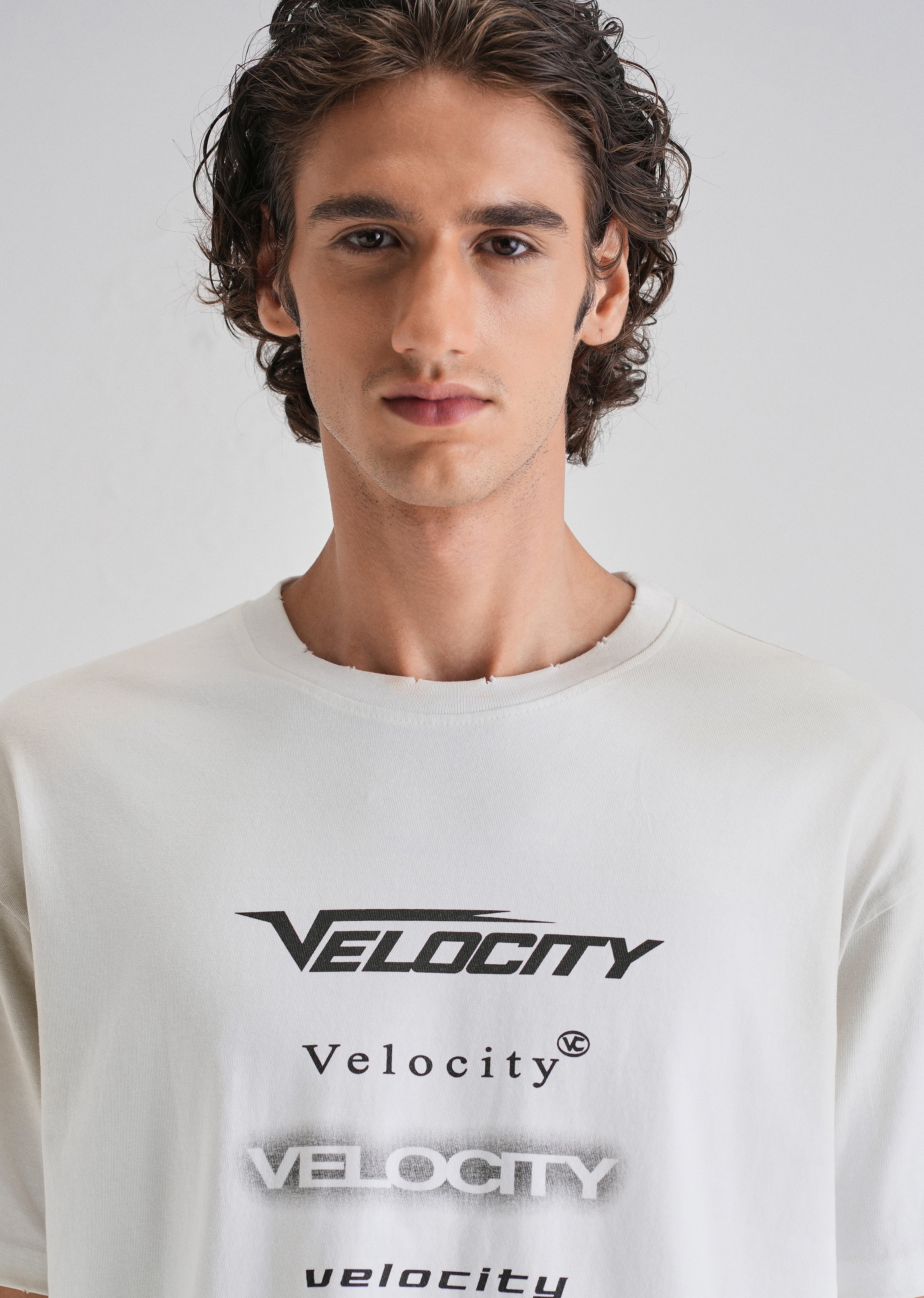 White Gray Typography Printed Oversized T-shirt - Image 5