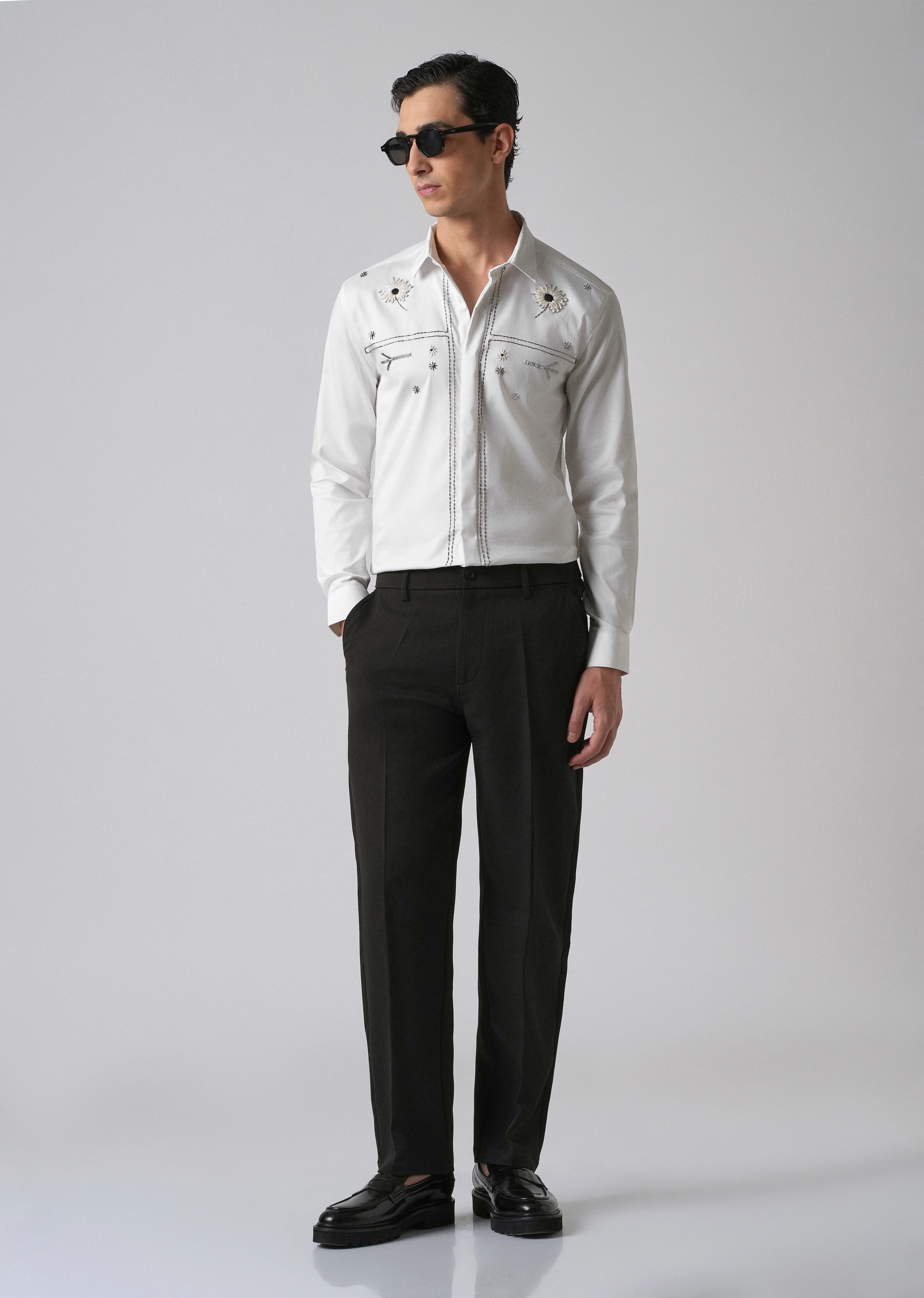 White Handcrafted Designer Shirt - Image 6