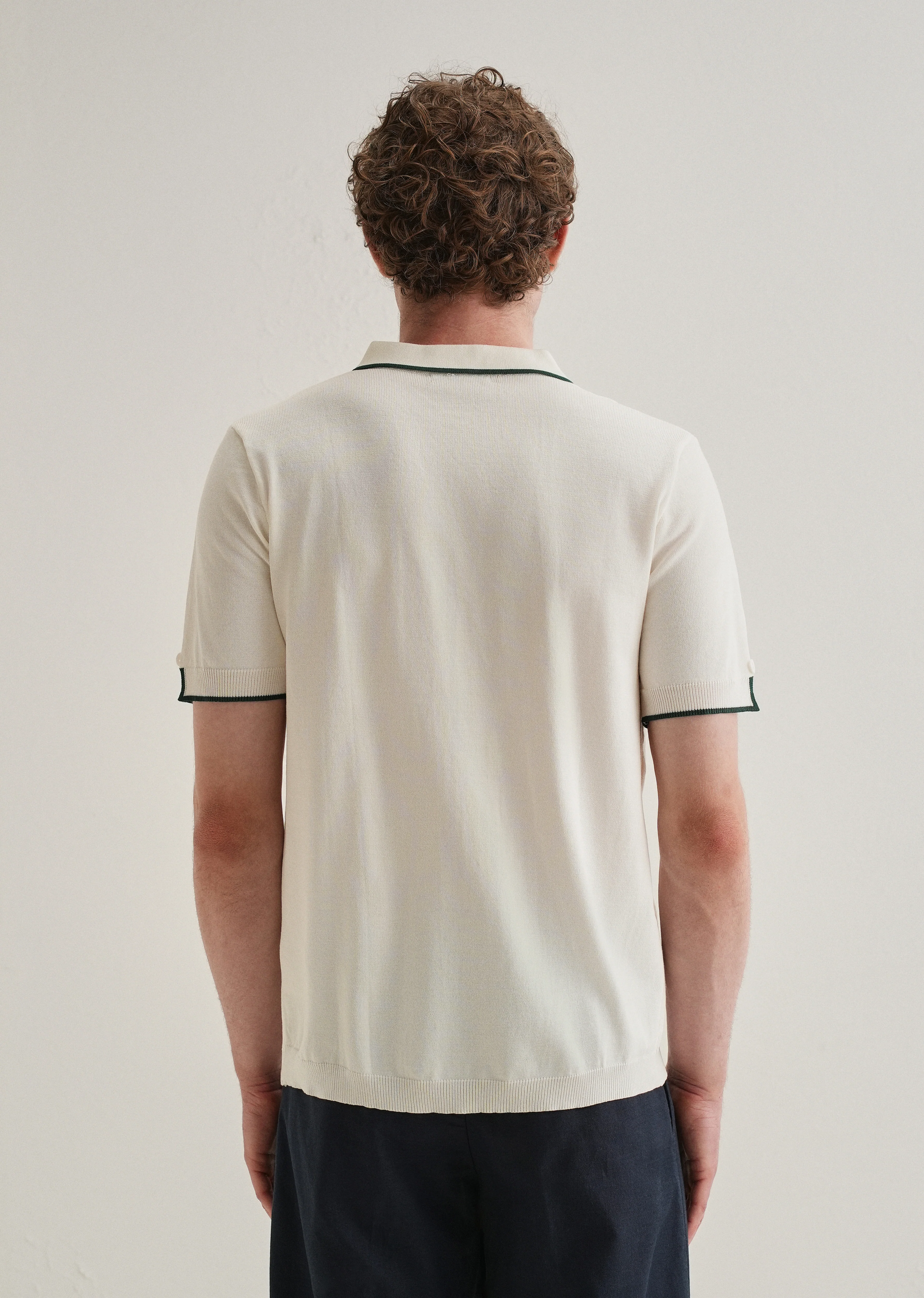 White Knitted Notch Sleeve Shirt - Image 2