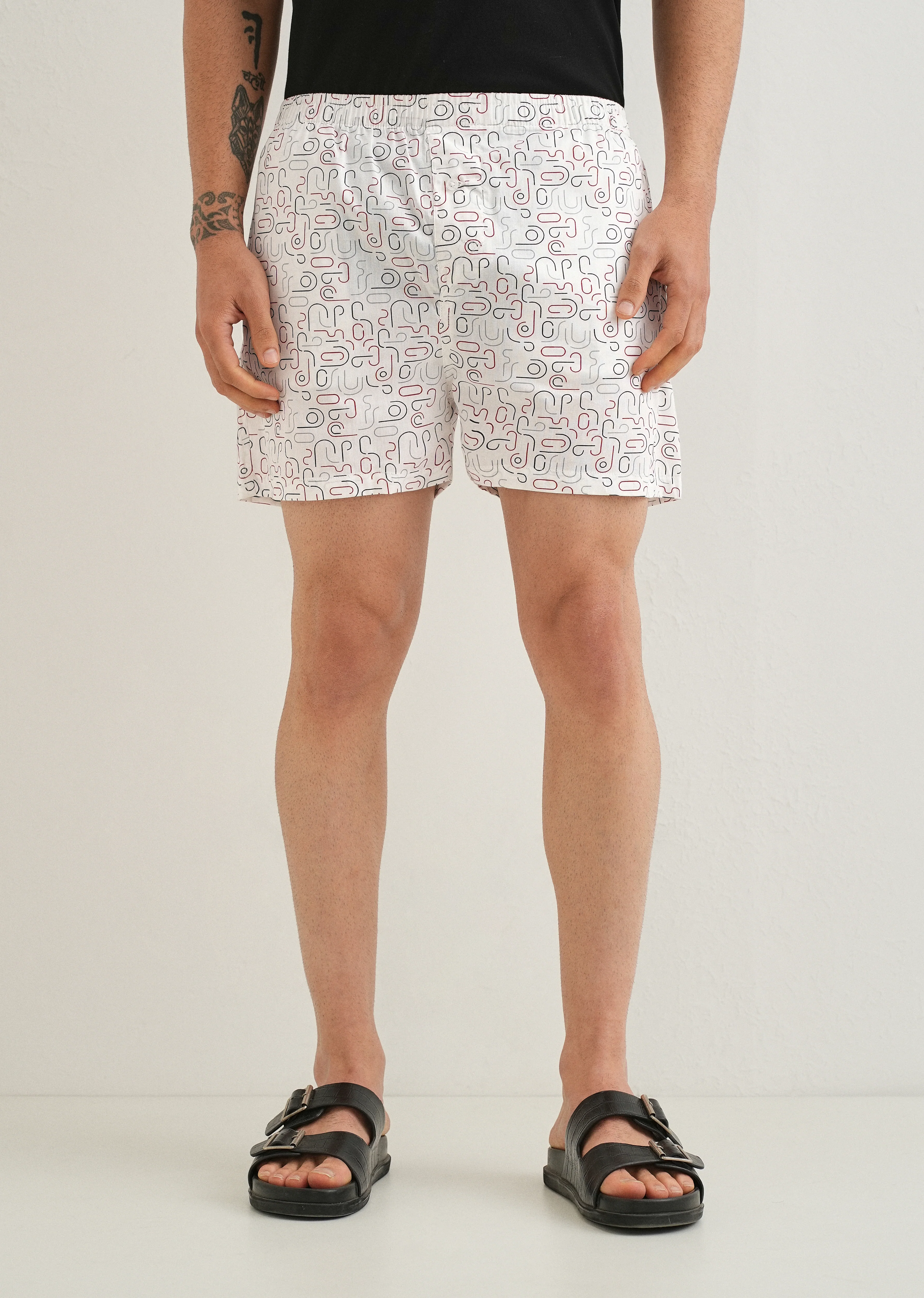 White Line Art Printed Boxer - Image 4