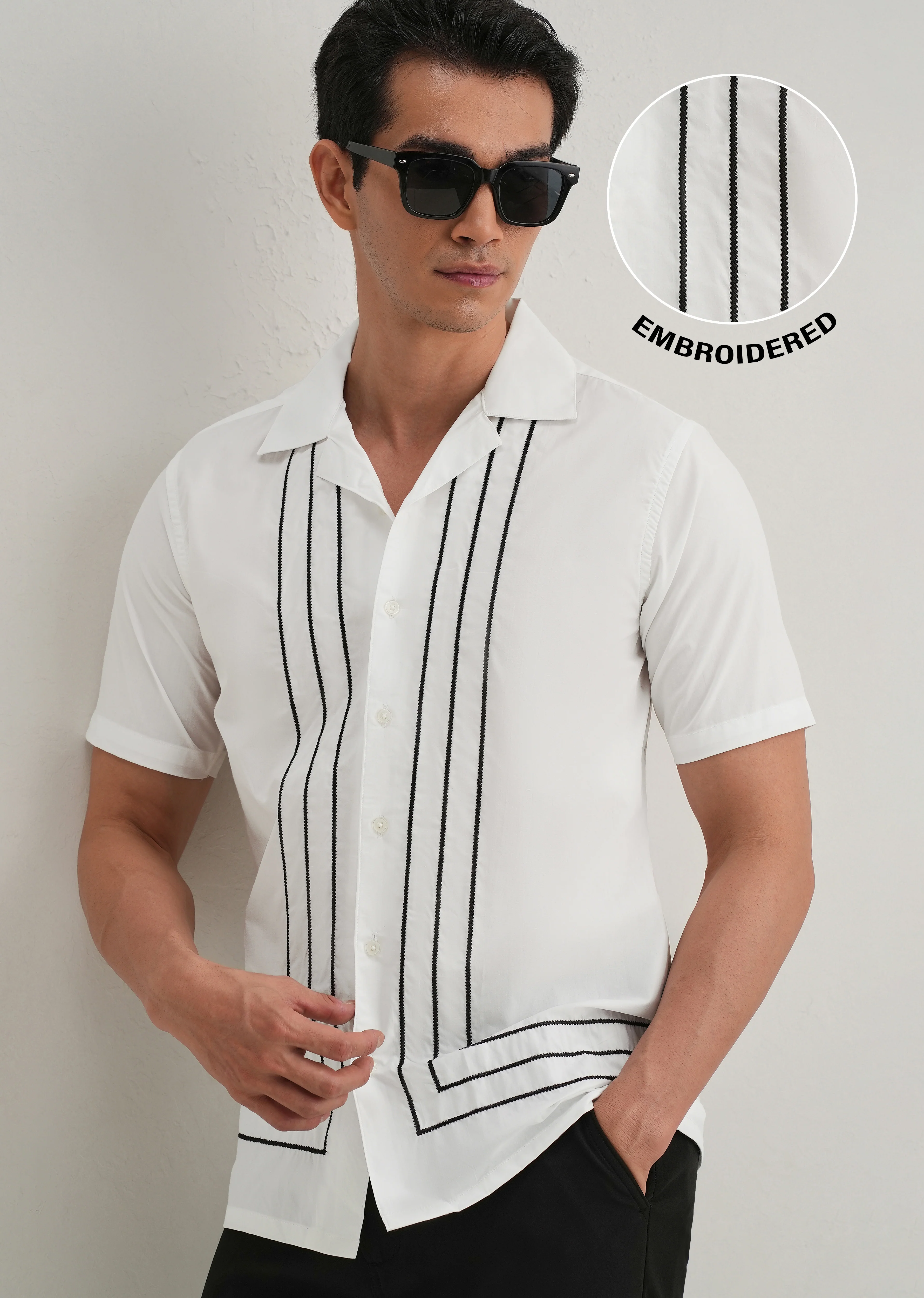 White Line Embroidery Shirt - Image 7