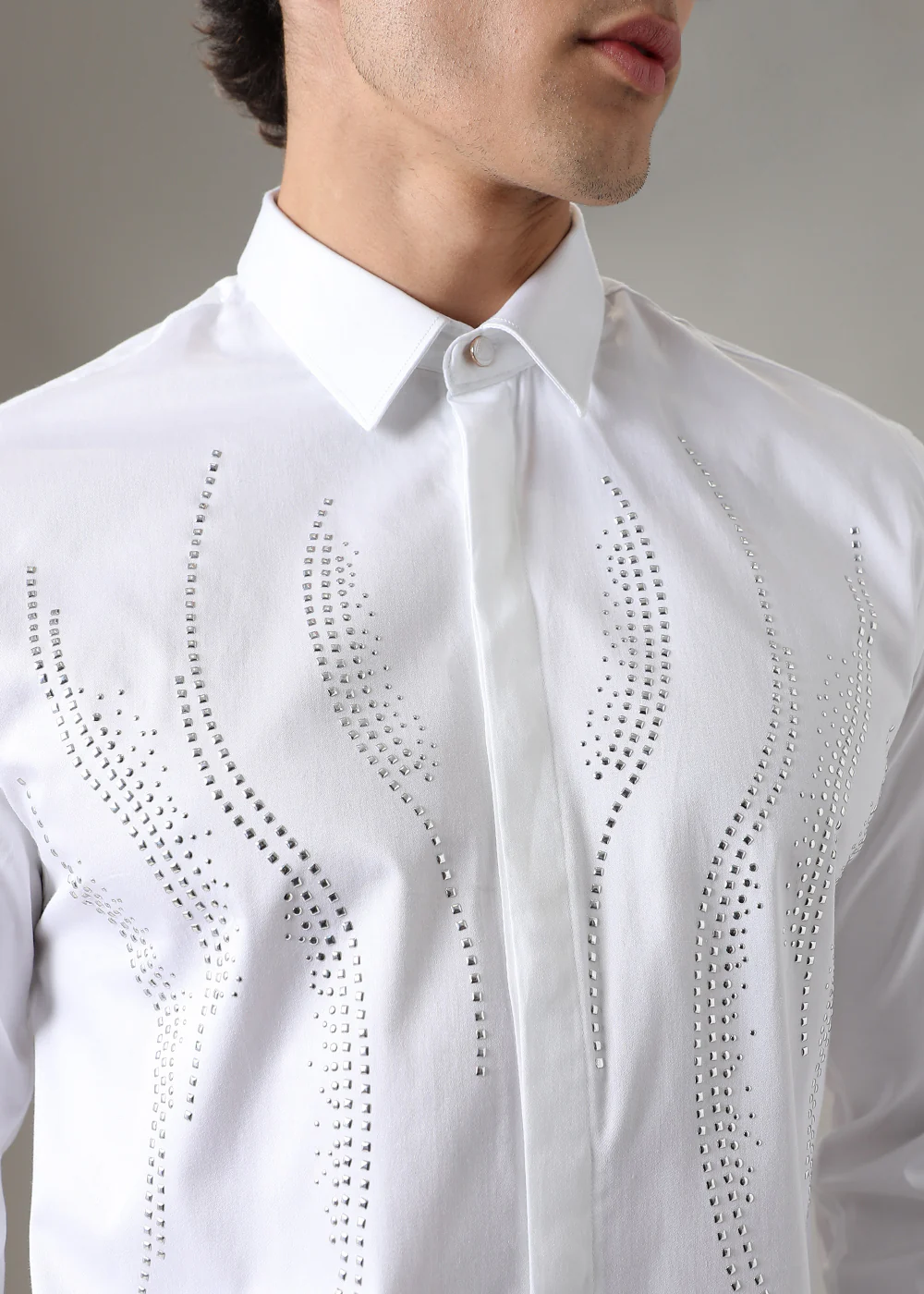 White Luxe Sparkler Designer Shirt - Image 2