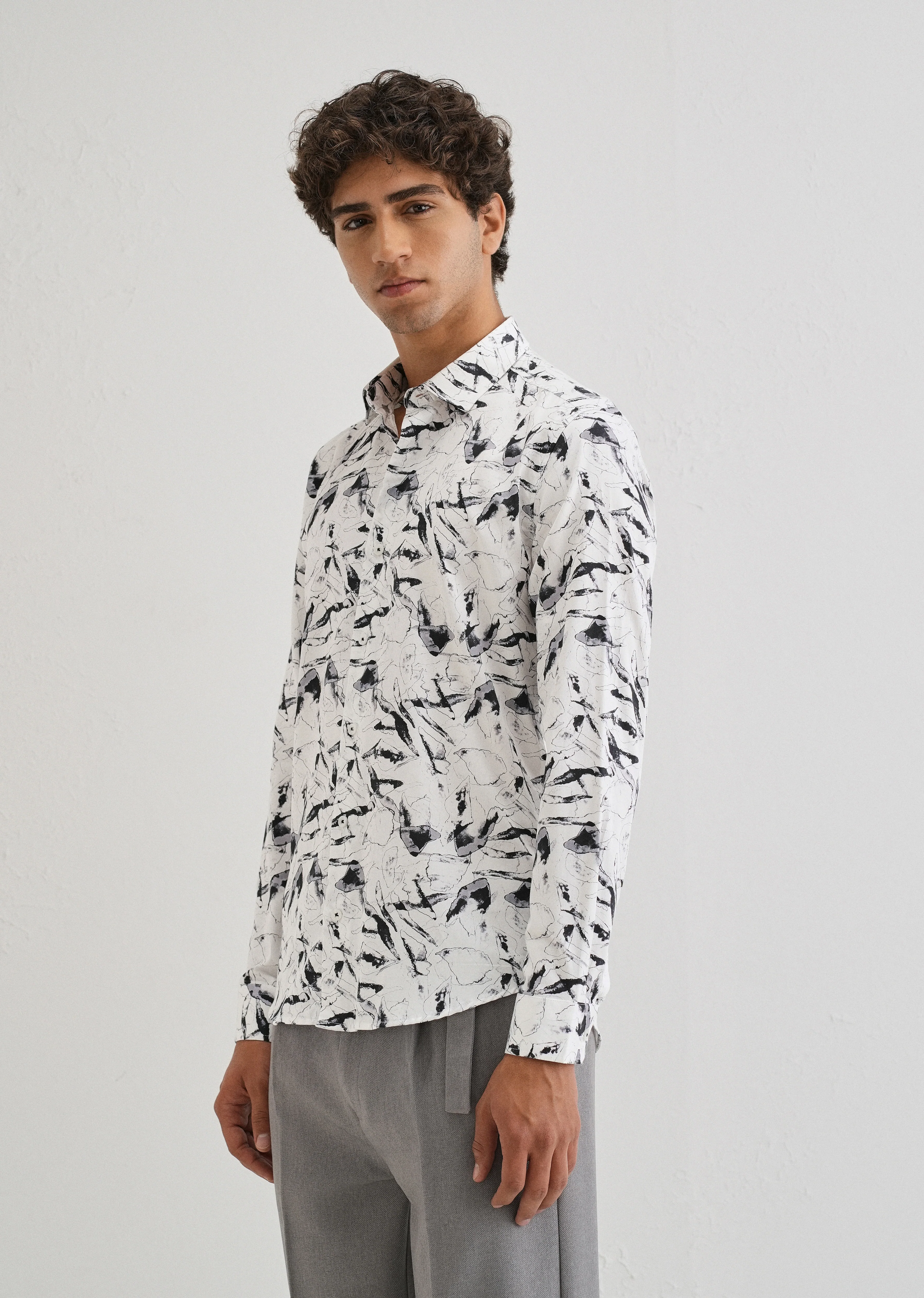 White Marble Printed Shirt - Image 4