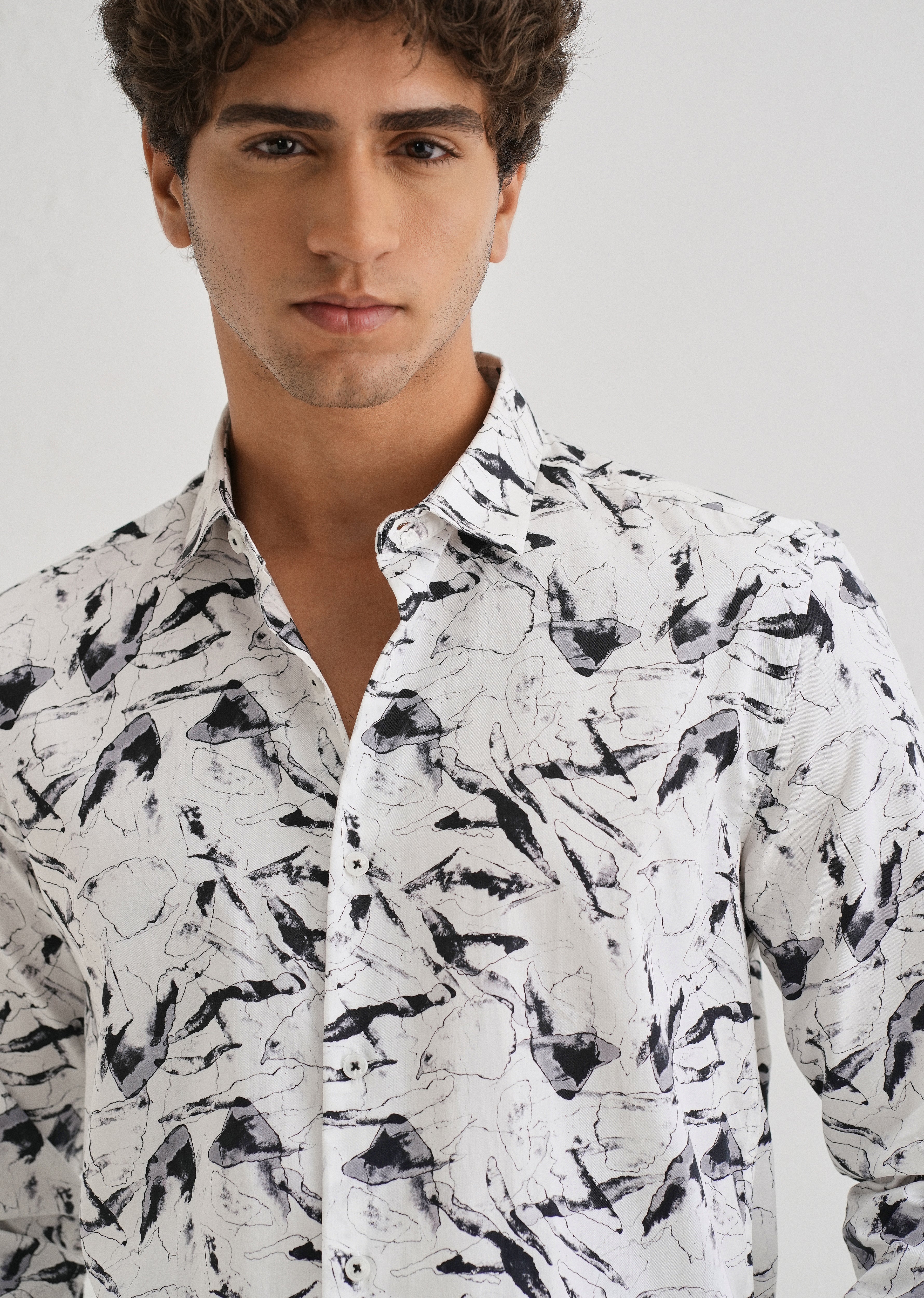 White Marble Printed Shirt - Image 5