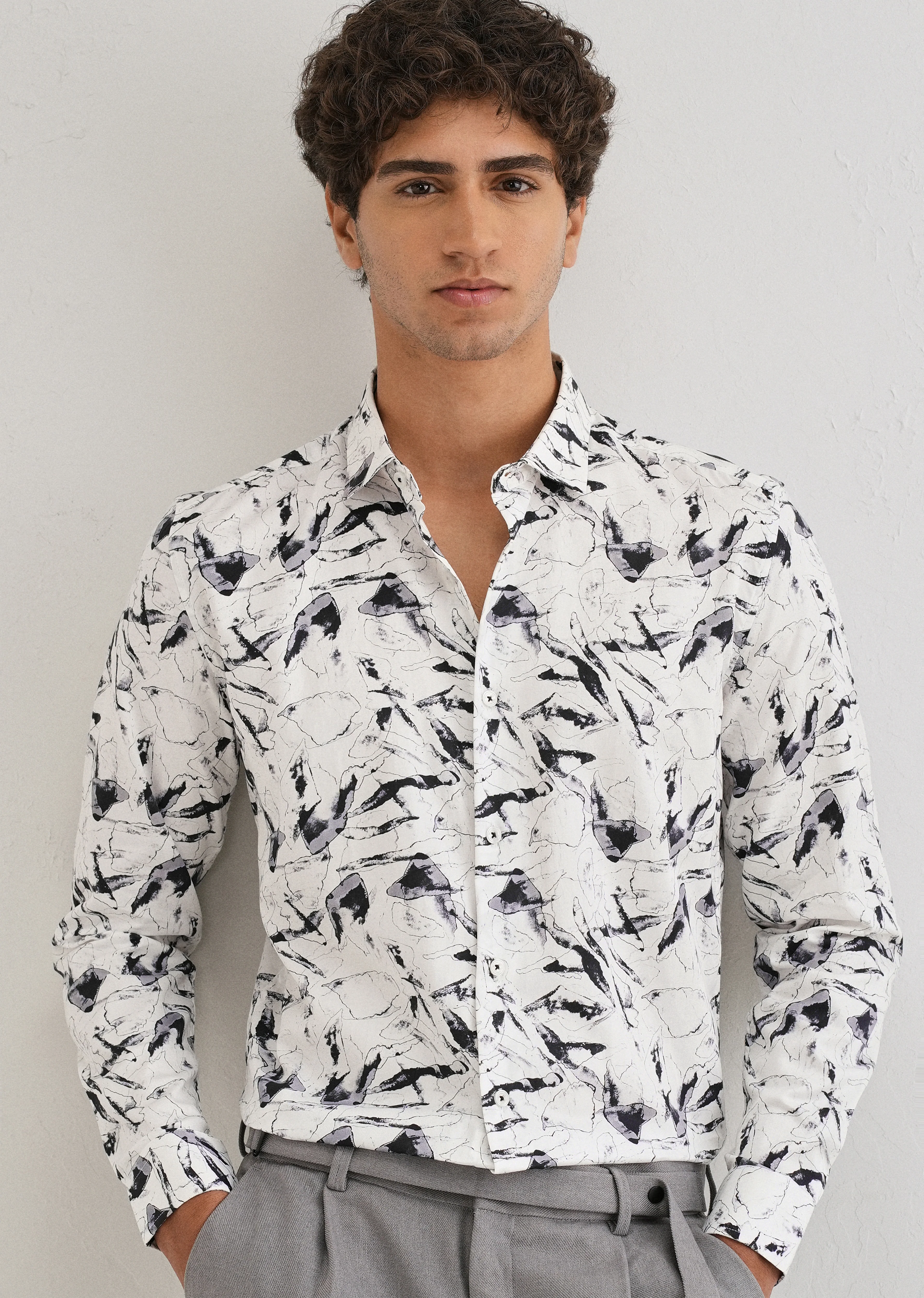 White Marble Printed Shirt - Image 7