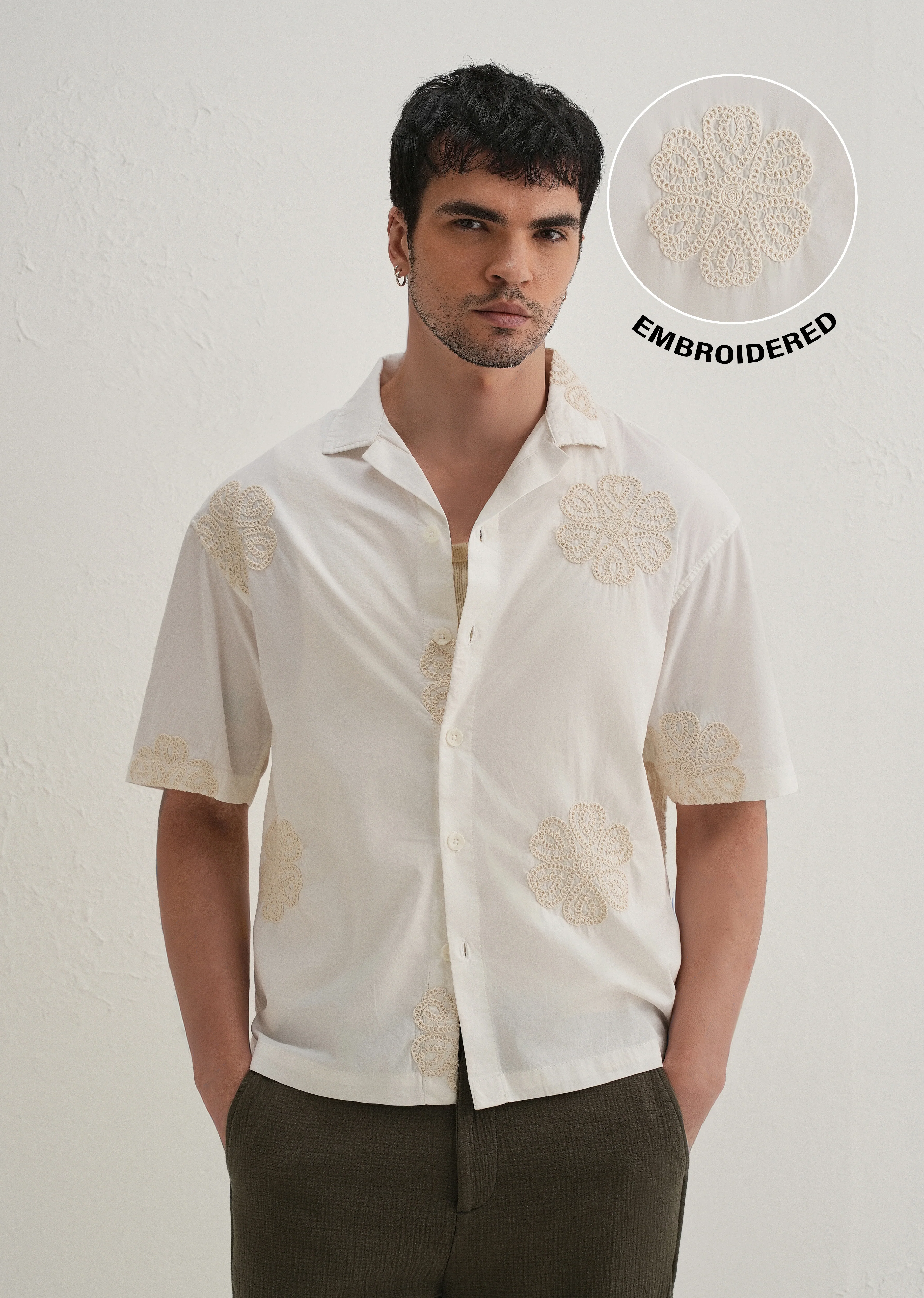 White Medallion Embroidered Shirt - Image 7