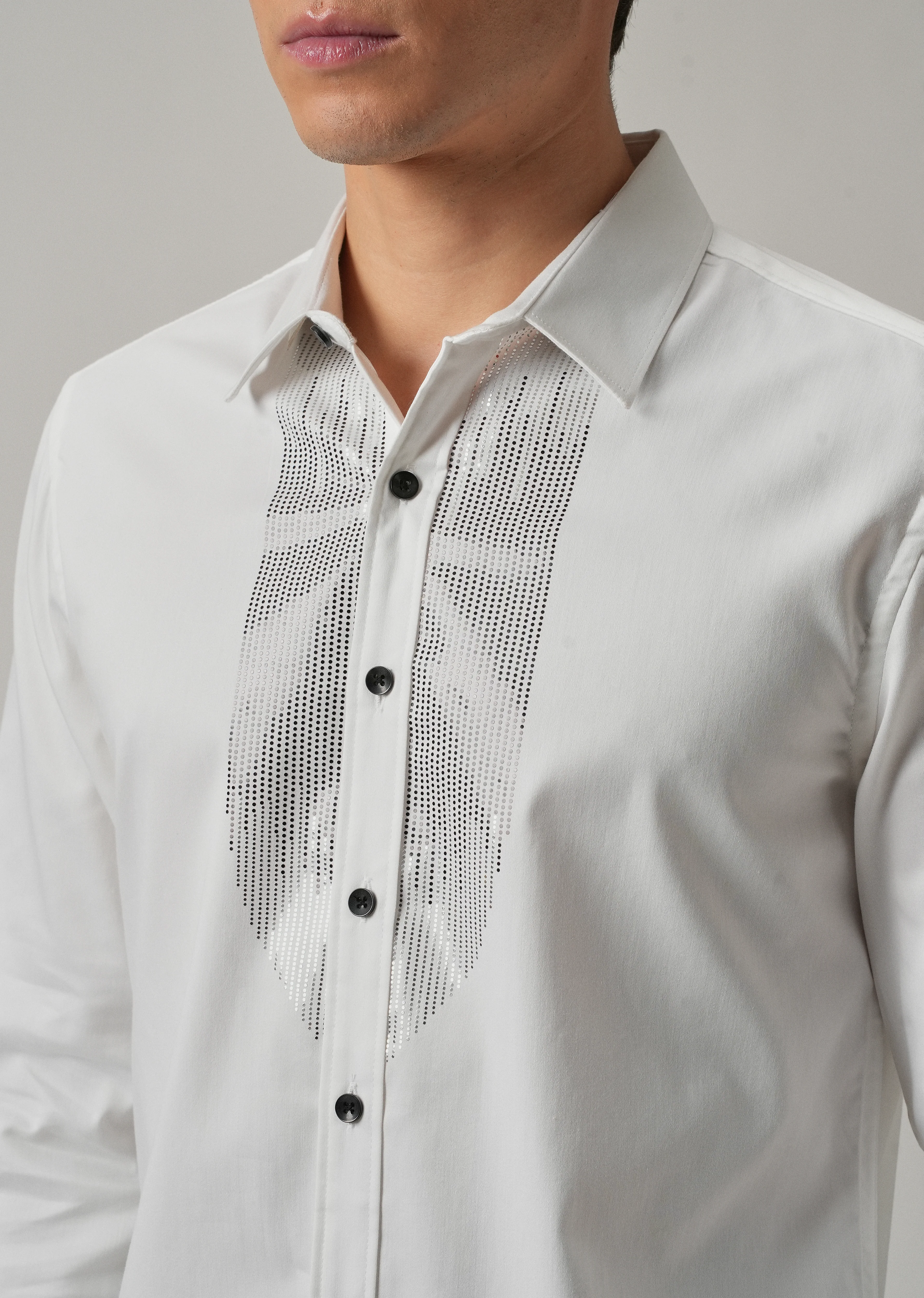 White Micro-Stud Designer Shirt - Image 5