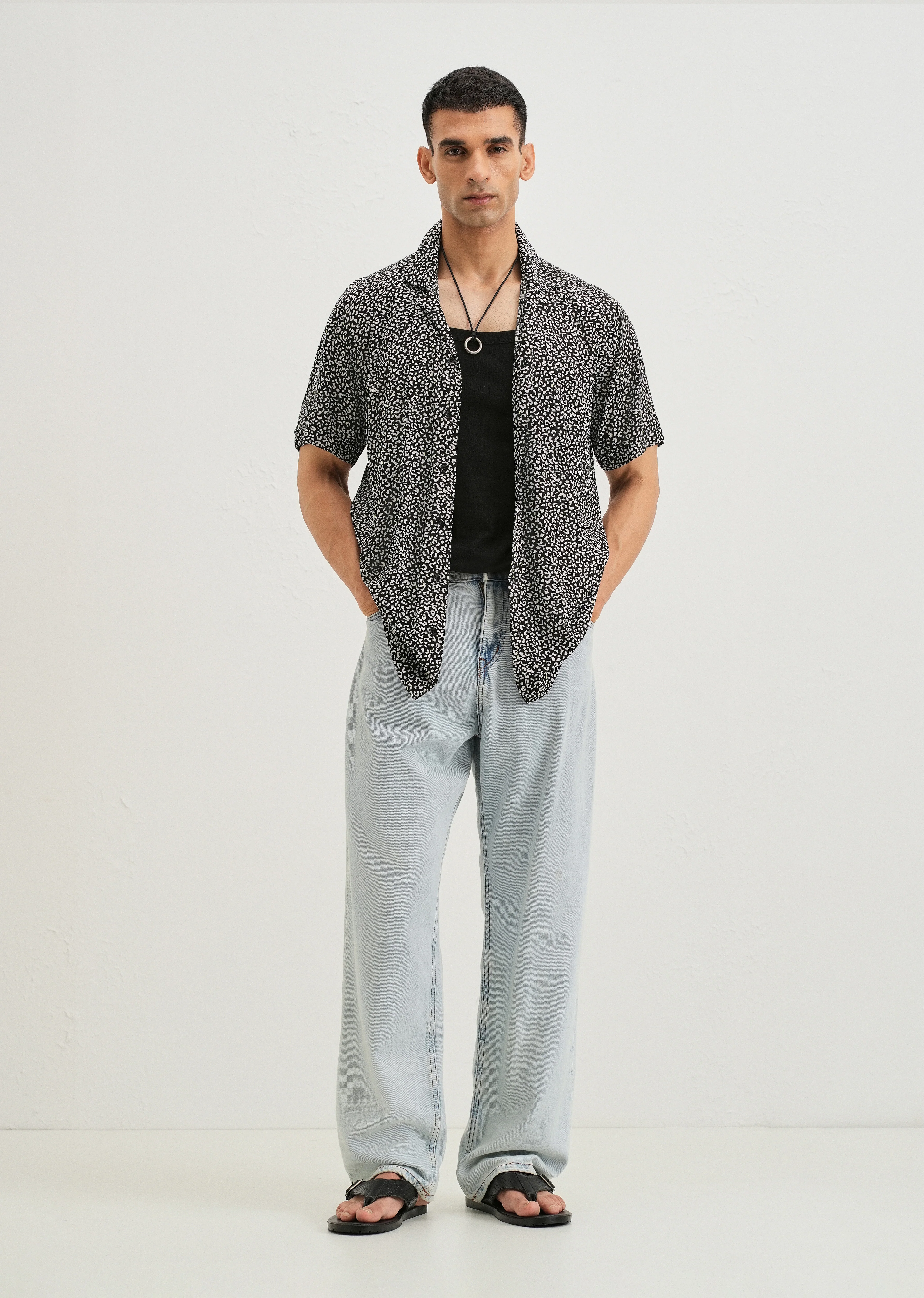 White Panthera Print Half sleeve shirt - Image 6